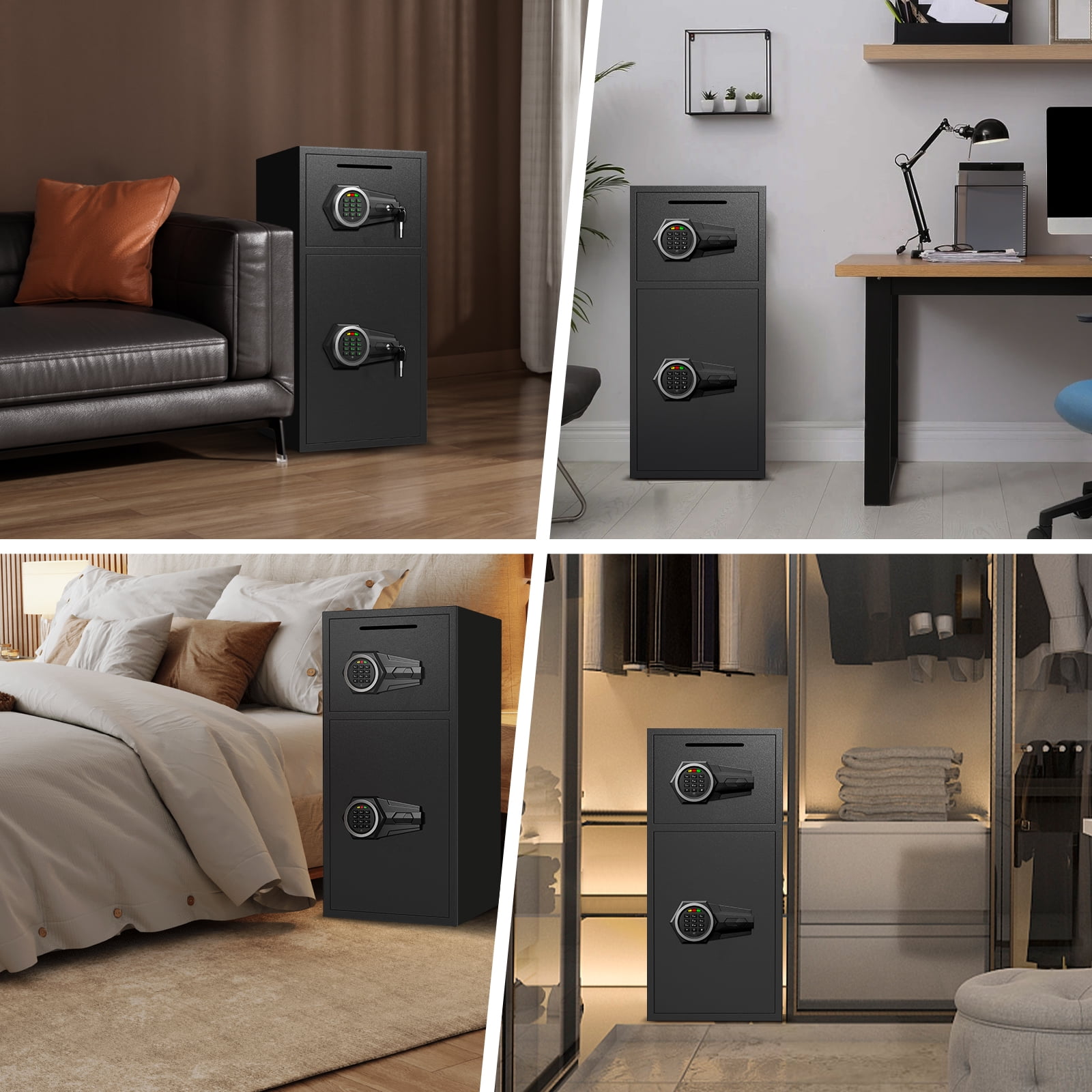 RIFLEWELL 6.5 Cuft Double Door Security Safe with Drop Slot, Digital Keypad Alloy Steel Cabinet (Black, 6.5 Cuft) puhks