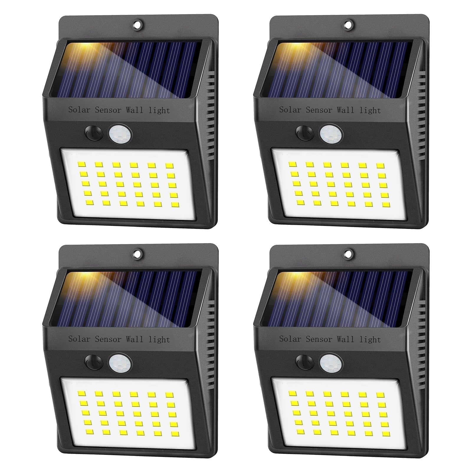 IJIL Solar Outdoor Lights, Motion Sensor Security Lighting for Garden Fence Yard Deck Garage (Black, 4 Pack) 0mlb3