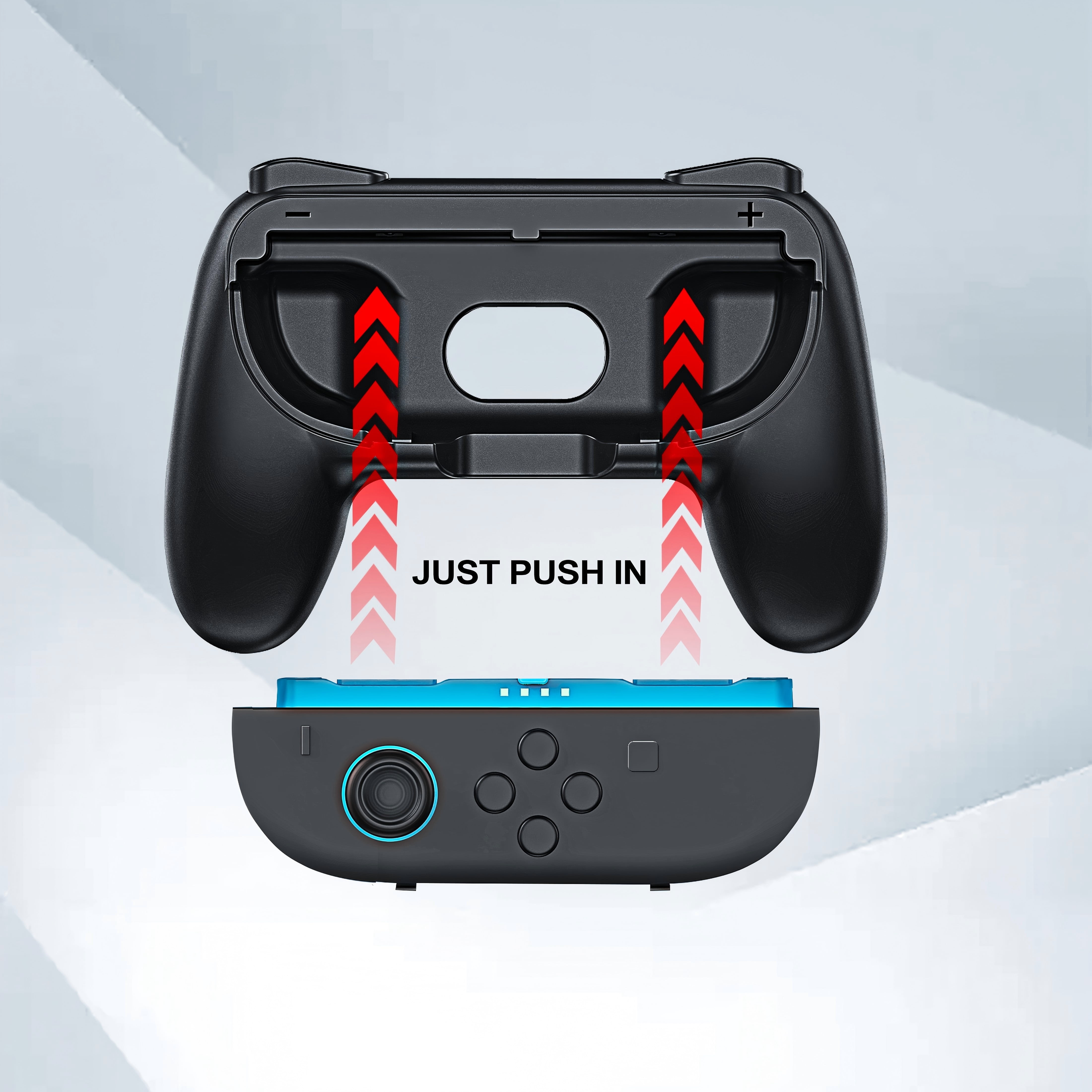 YUOY Joy-Con Grip and Steering Wheel Bundle for Nintendo Switch 2 (Black, 4 Piece Set) 3spia