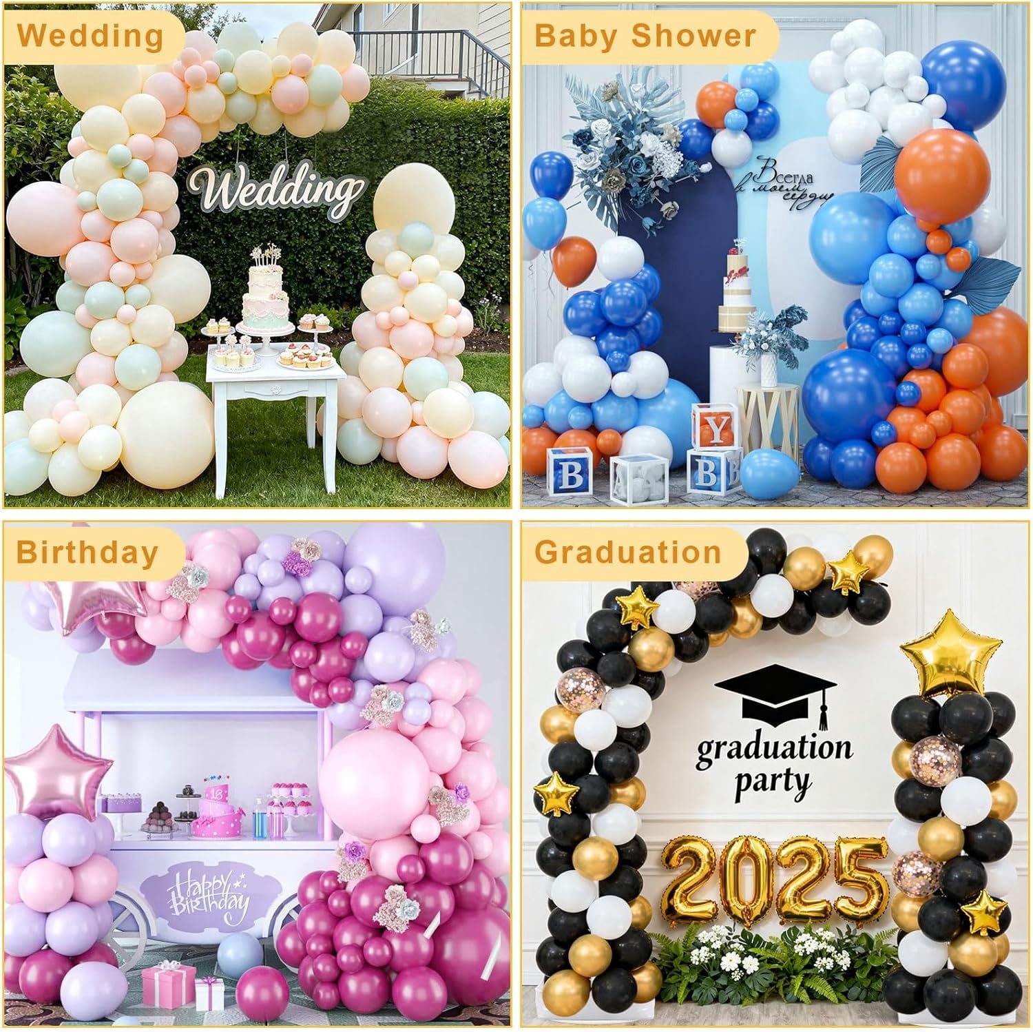 Chamvis Balloon Arch Stand Kit, Adjustable Wedding Backdrop Frame for Parties (White, 8.2 ft & 5 ft) 4j9bi