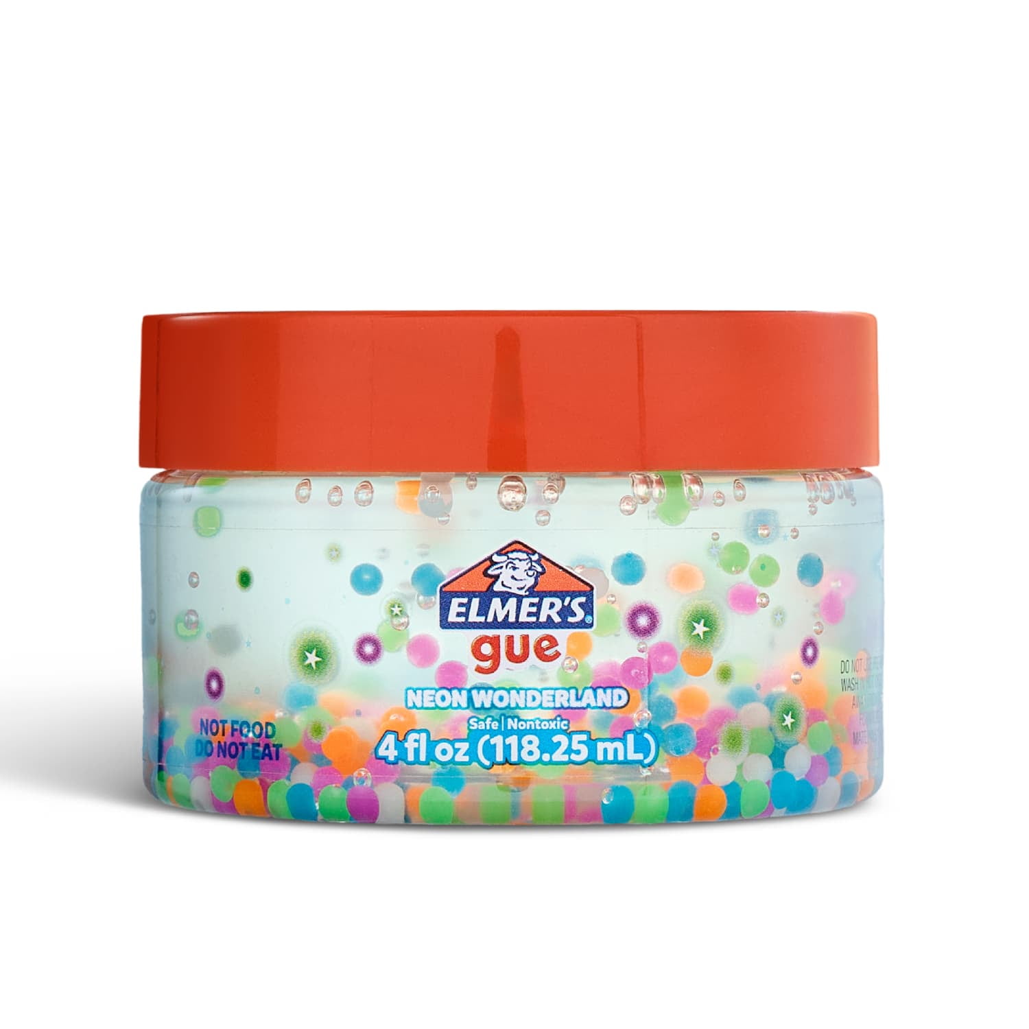 Elmer's Gue Premade Slime, Neon Wonderland Crunchy Slime with Glow-in-the-Dark Mix-Ins (Clear, 4 oz) yzv8q