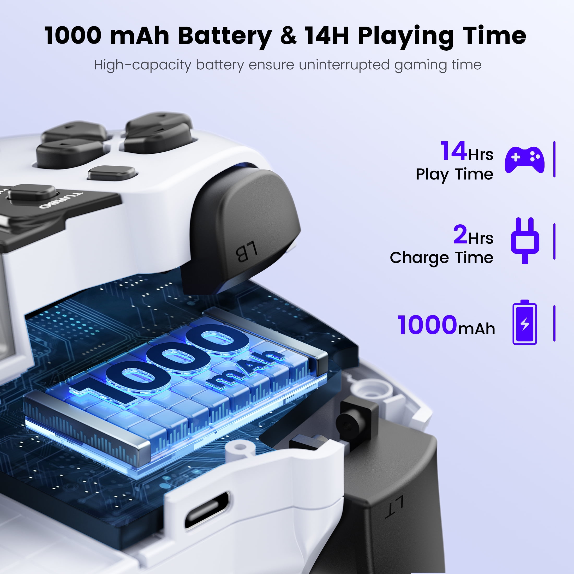 EUROA Mobile Gaming Controller for iPhone Android and Switch with Hall Effect Joysticks and RGB Lighting (White) eticu - Image 6