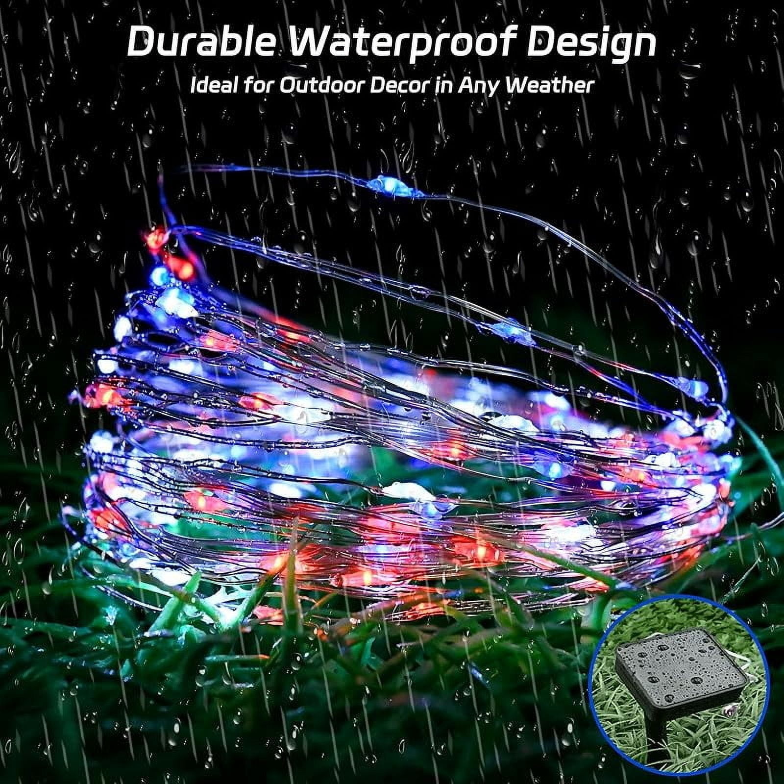 Generic Solar Fairy Lights Patriotic Red White and Blue Outdoor Waterproof LED String Lights (Multi-Color, 39.4 ft) semjh