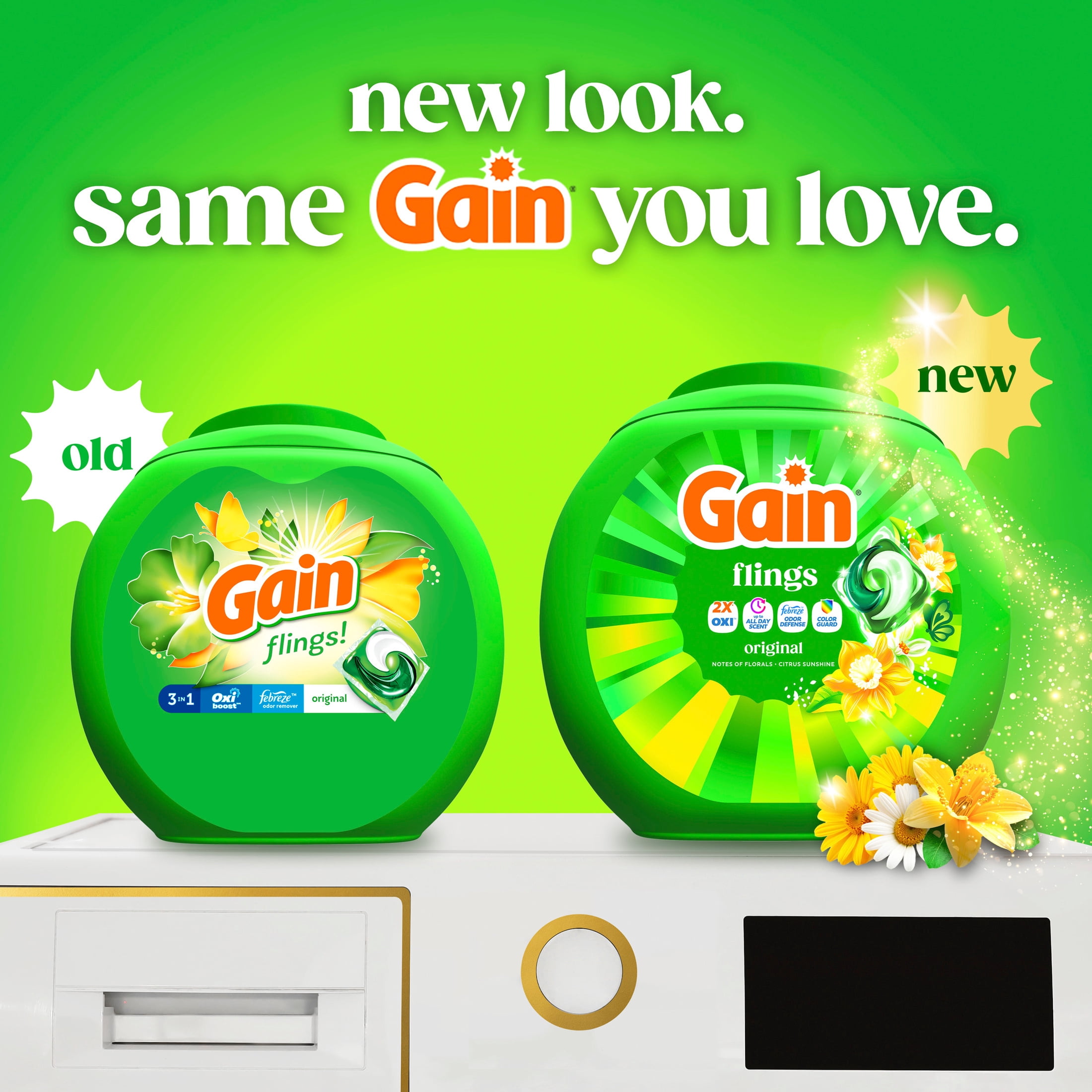 Gain Flings Laundry Detergent Pacs, 3-in-1 Oxi Boost and Febreze, Original Scent (76 Count) geu22
