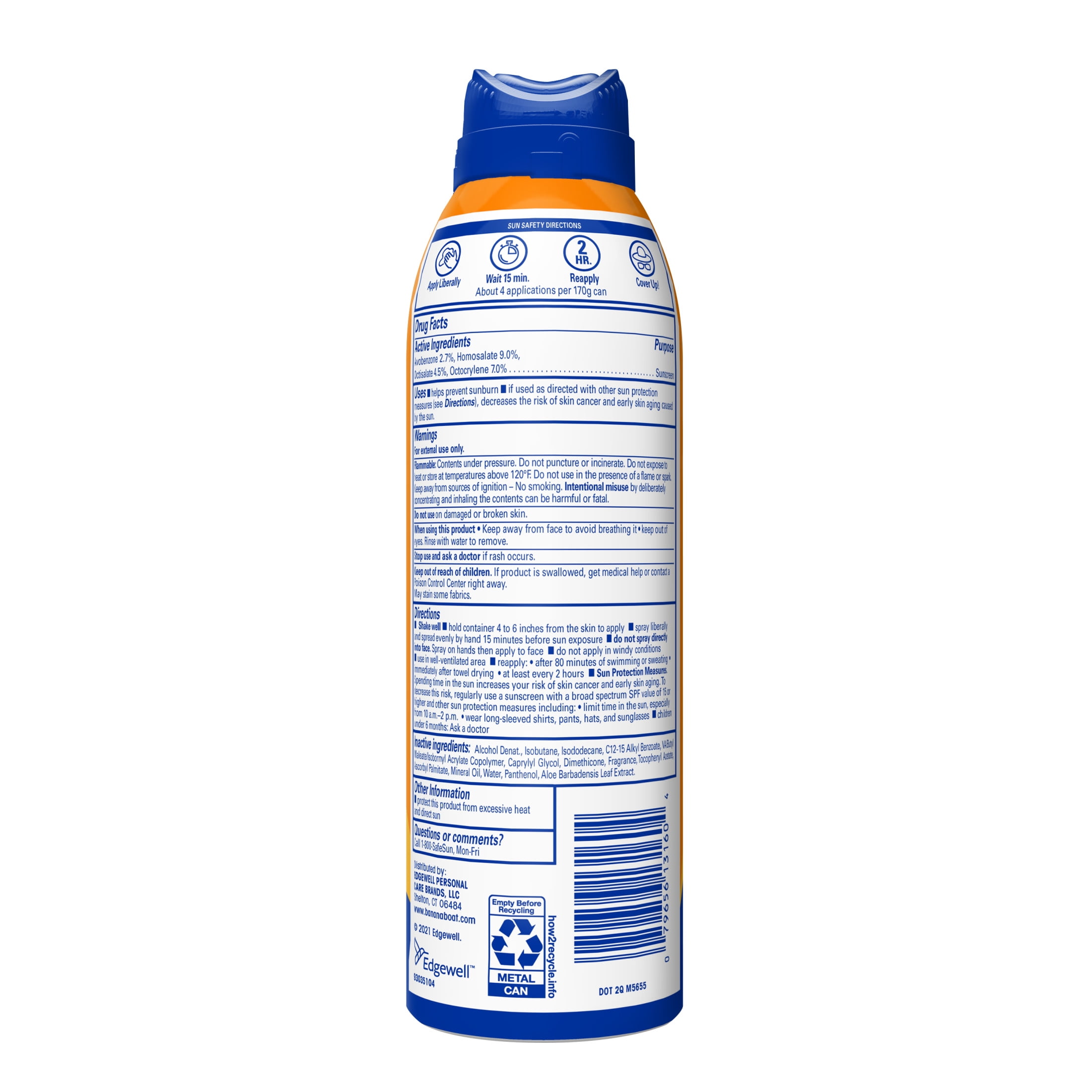 Banana Boat Sport Ultra SPF 65 Sunscreen Spray (Clear, 6 oz) 265m1
