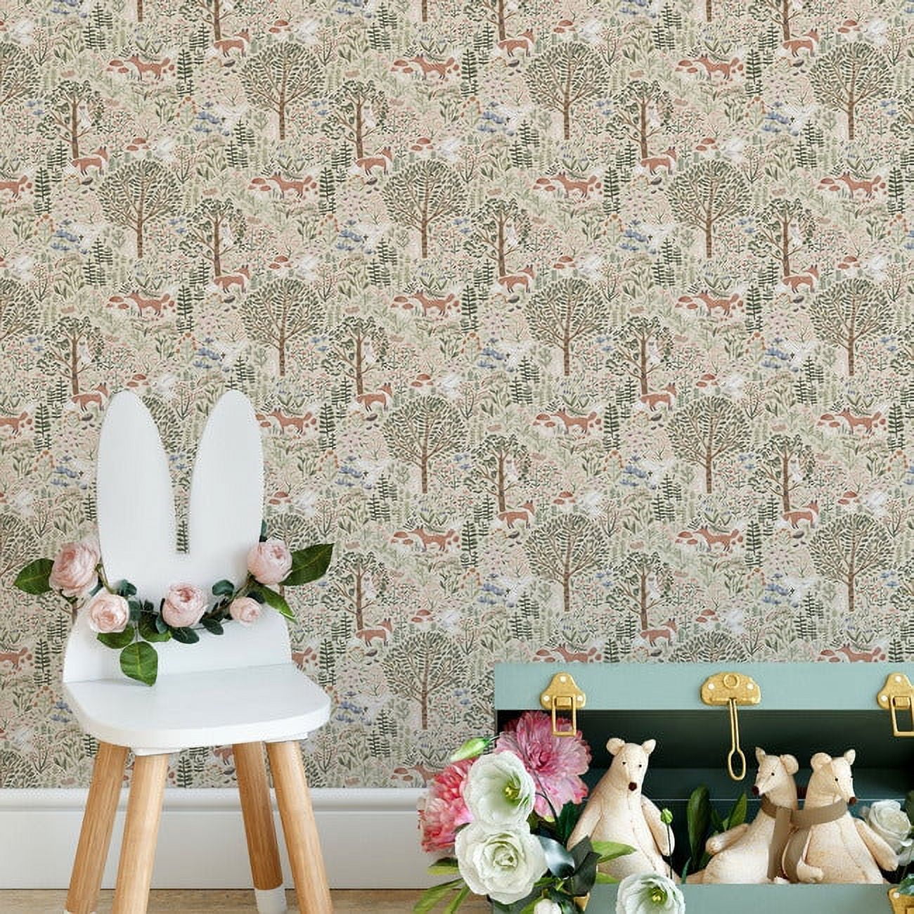 RoomMates Clara Jean Folklore Forest Peel & Stick Wallpaper (Brown, 17 in x 16.5 ft) qyeto