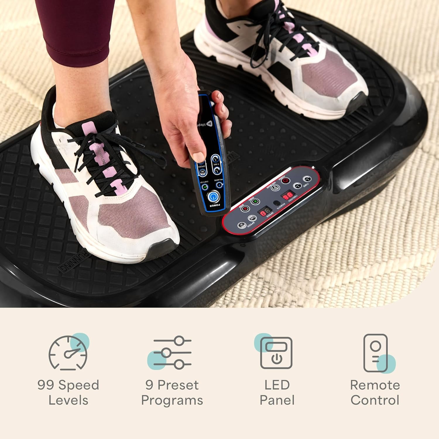Lifepro Waver Vibration Plate Exercise Machine (Black, 27.5 in x 15.5 in) hf7nn