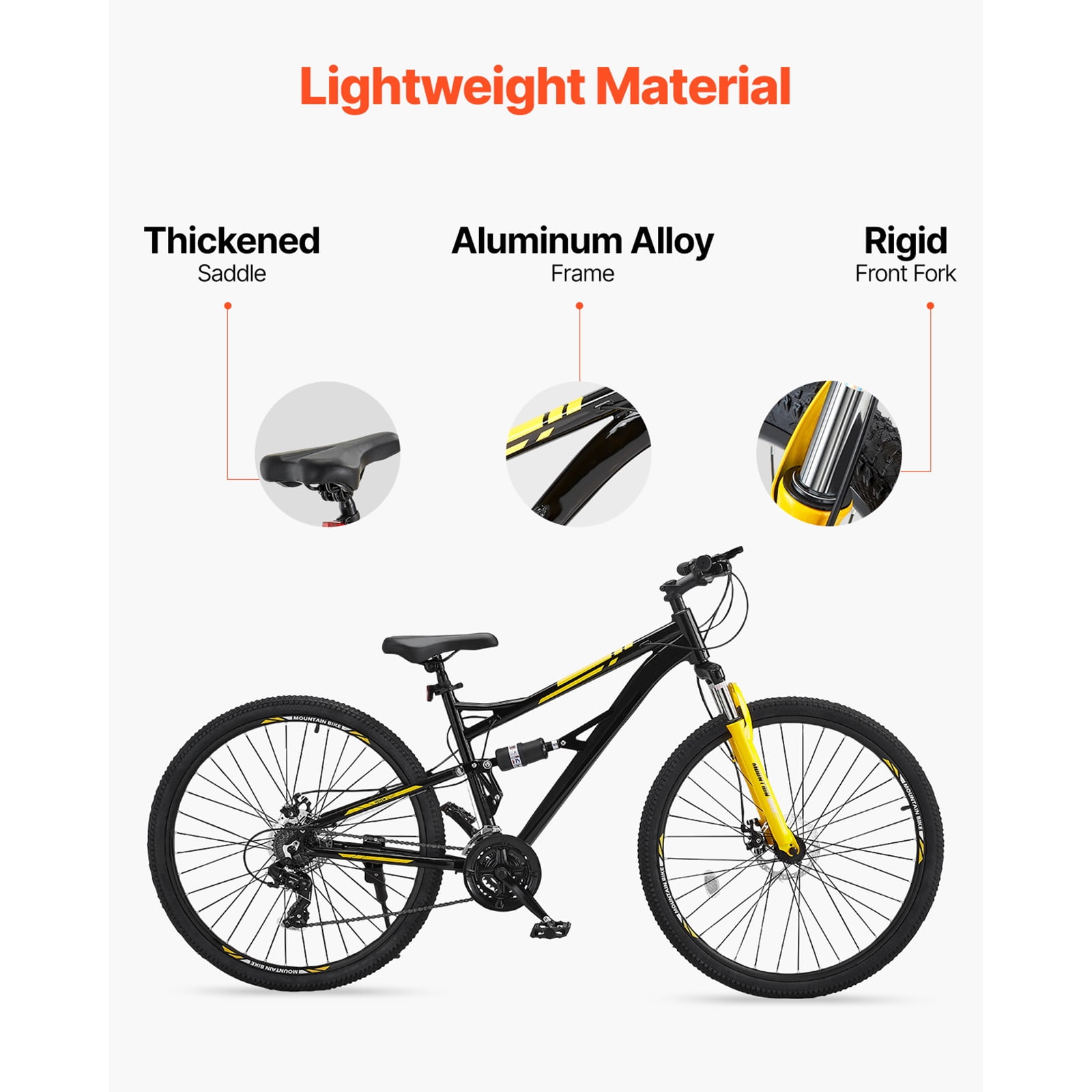 KFFKFF Mountain Bike, 29-in All-Terrain Bicycle with Dual Suspension and 24-Speed Gear System (Black, 29-in) fmnak