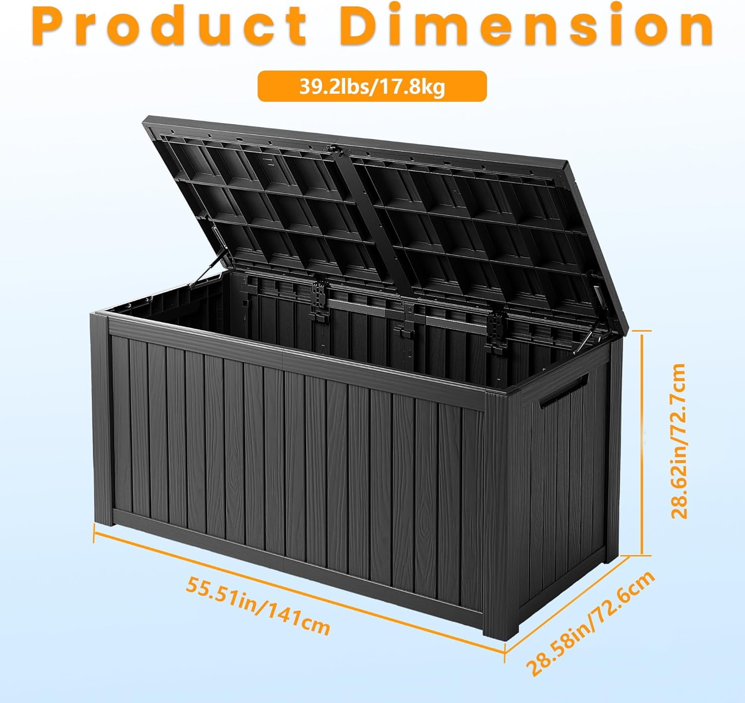 LOJIAWOWE 200 Gallon Resin Deck Box, Waterproof Lockable Outdoor Storage Container for Patio Furniture (Black, 55.5 in x 28.6 in x 28.6 in) q7w1f