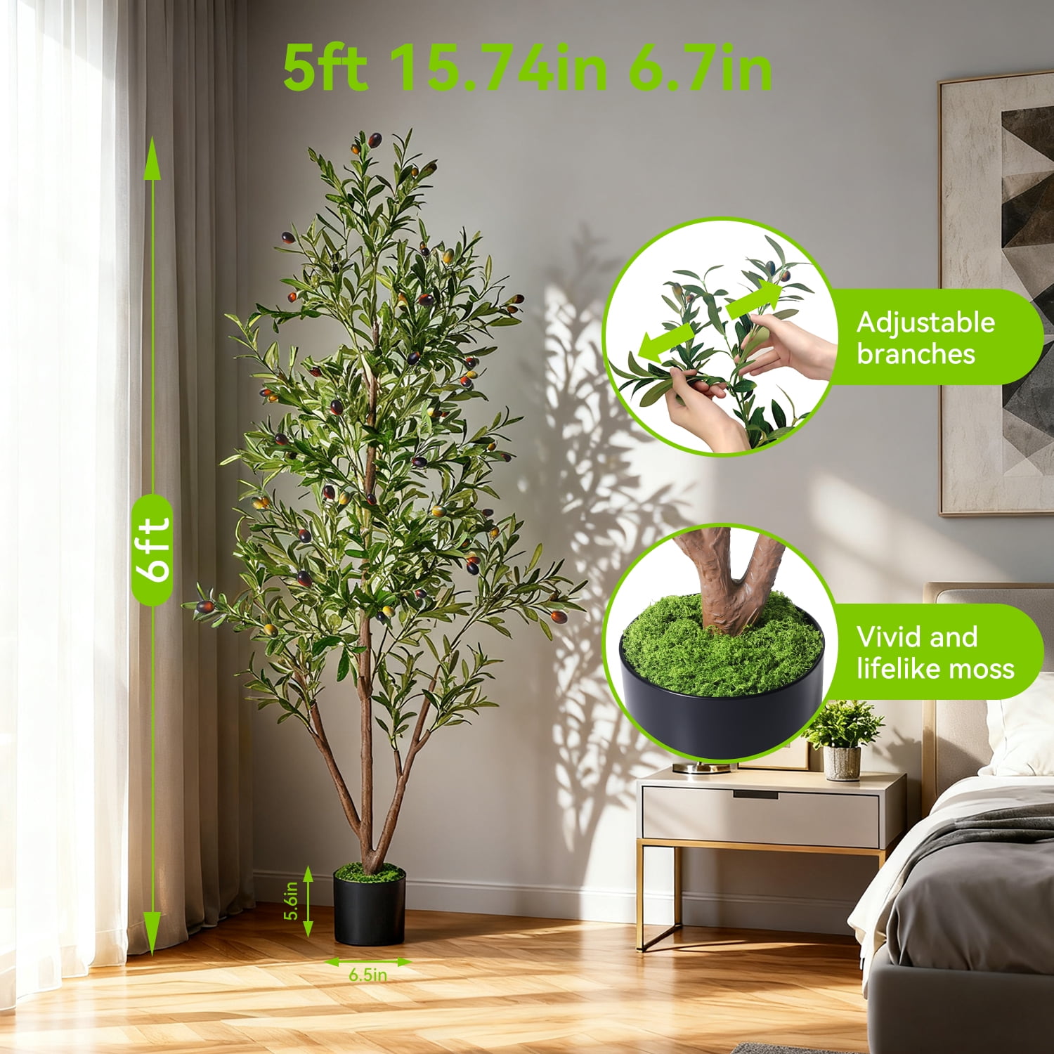 NOVAROOT 6FT Artificial Olive Tree, Lifelike Faux Potted Plant for Indoor and Covered Outdoor Decor (6 ft) xsgyx