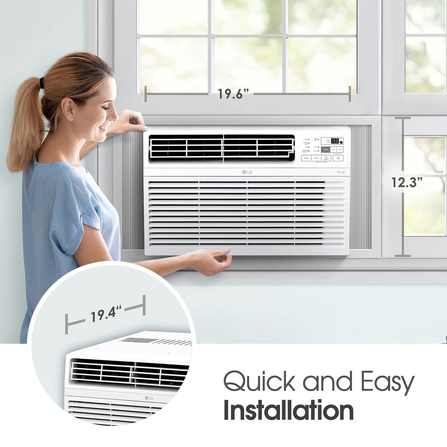 LG 8,000 BTU Window-Mounted Air Conditioner with Wi-Fi Control (White, 350 sq ft) cqpq7