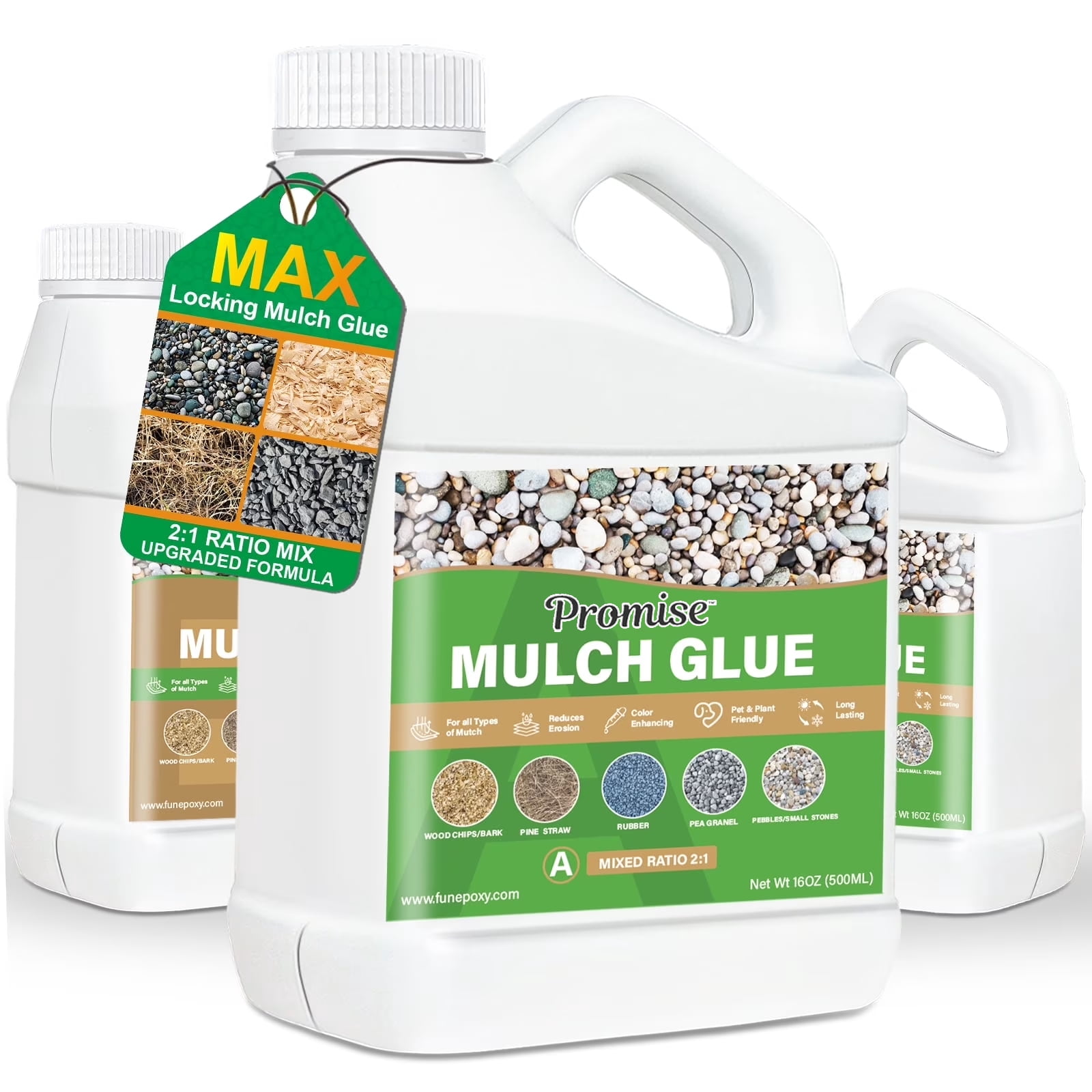 Proximu Mulch Glue for Landscaping, Heavy-Duty Gravel and Rock Binder, Fast-Dry Non-Toxic Adhesive (White, 48 oz) cbq1j