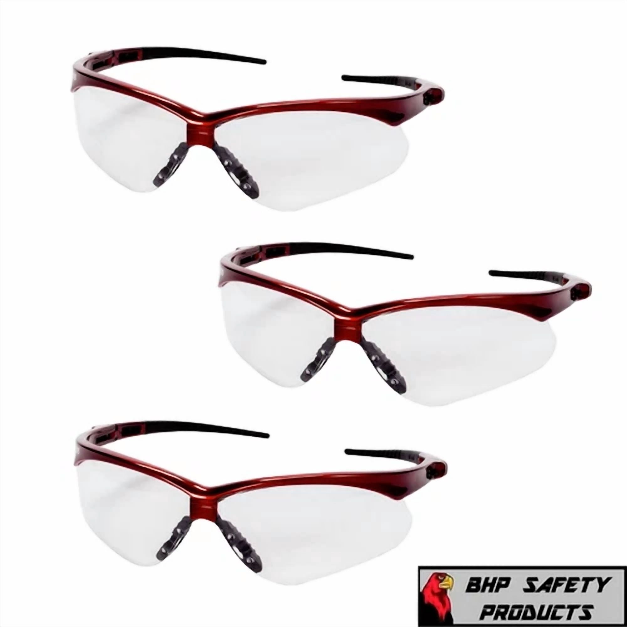 YANI Kleenguard Nemesis Safety Glasses with Anti-Fog Lens (Red Frame, 3 Pairs) 017si