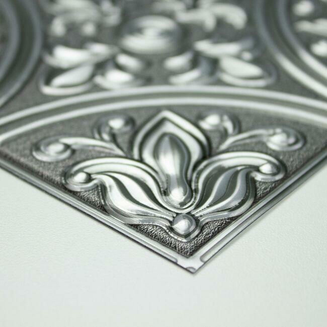 RoomMates Silver Tin Peel and Stick Backsplash Tiles (Silver, 4 Pack, 10.5 in x 10.5 in) jm6go