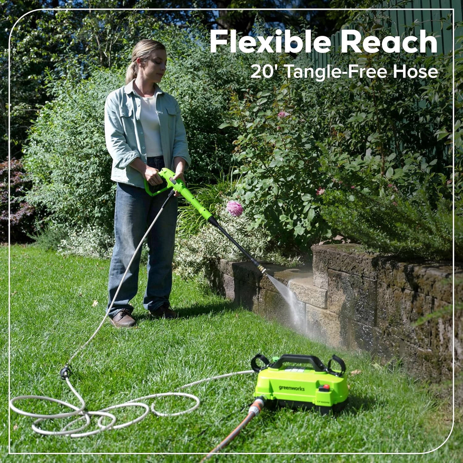 Greenworks 1700 PSI Electric Pressure Washer with 20 ft Hose and Spray Wand (1.2 GPM) mreou
