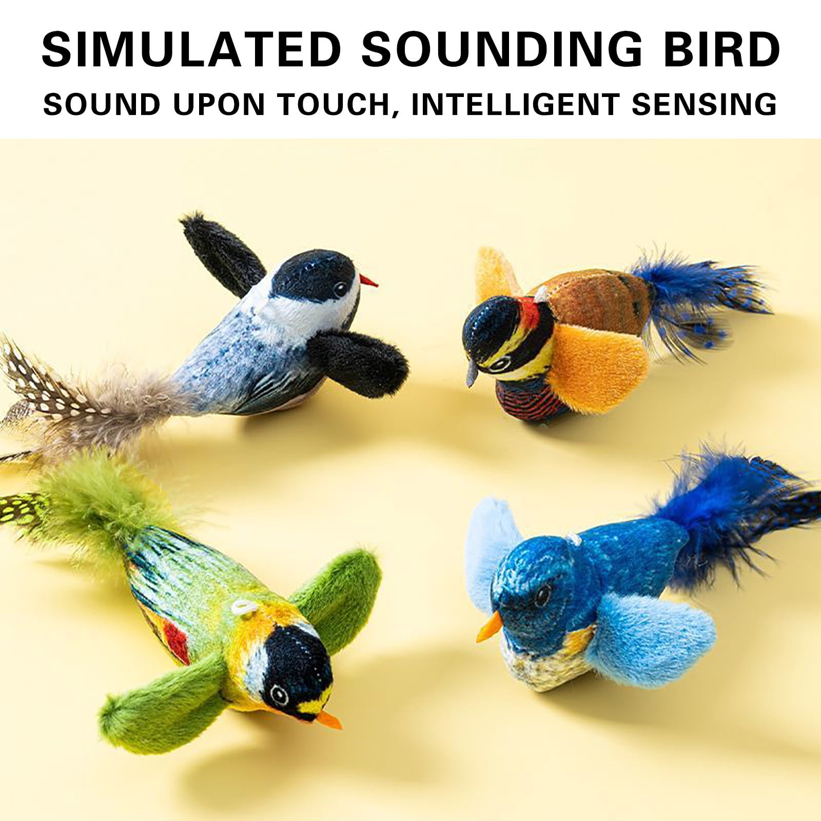 Infidev Interactive Flying Bird Cat Toy, Electric Flapping Wing Simulation Sparrow with Chirping Sound (Green, 1 Pack) 8y2wb