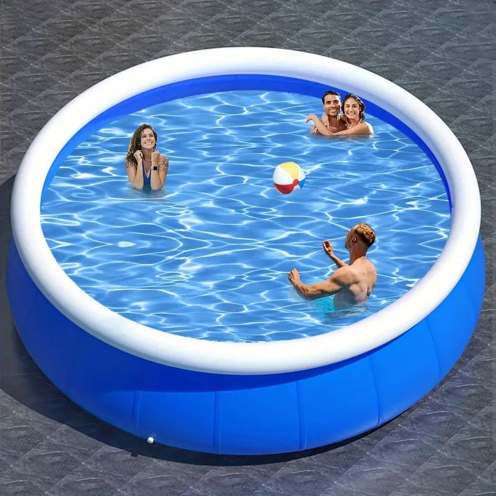 Olurrisa Inflatable Swimming Pool, Round Family Pool with Coil Mesh Design (Blue, 12 ft) 7h899