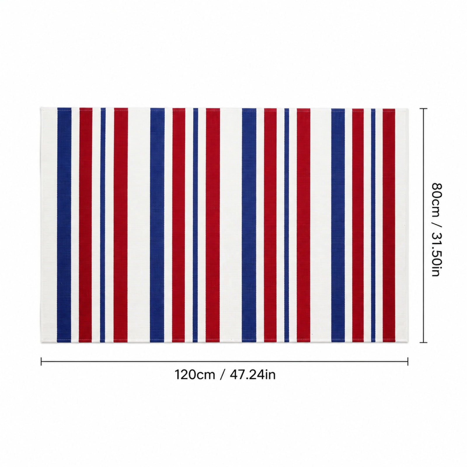Drmagihm Patriotic Outdoor Mat, Reversible Red White Blue Stripe Rug for RV Camping, Picnic, and Porch (31.5 in x 47.3 in) q2335