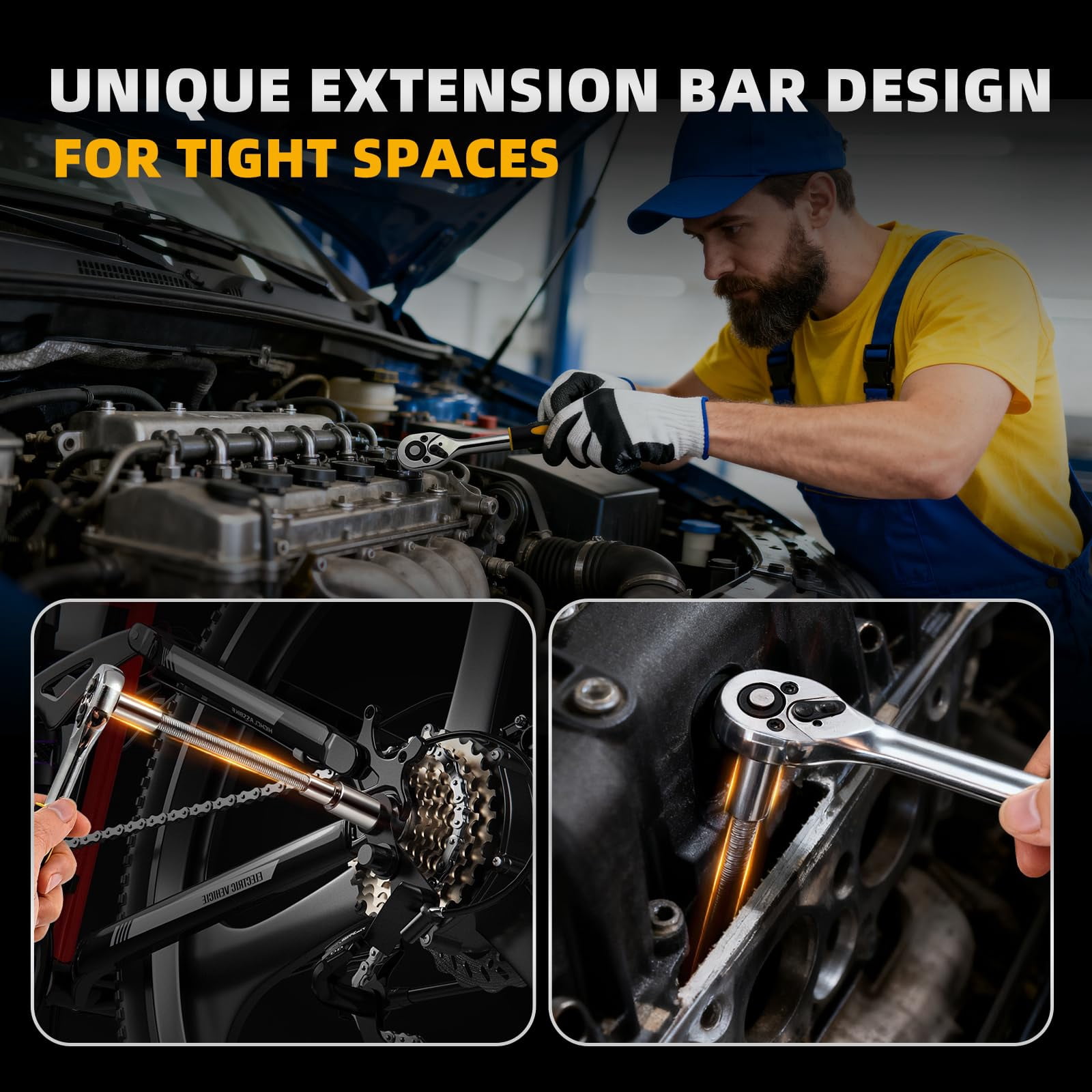 SamFit 46-Piece Socket Wrench Set, Professional 1/4 in Drive Ratchet Tool Kit with Extension Bars and Storage Case (Silver, 46-Piece) 9ipuz