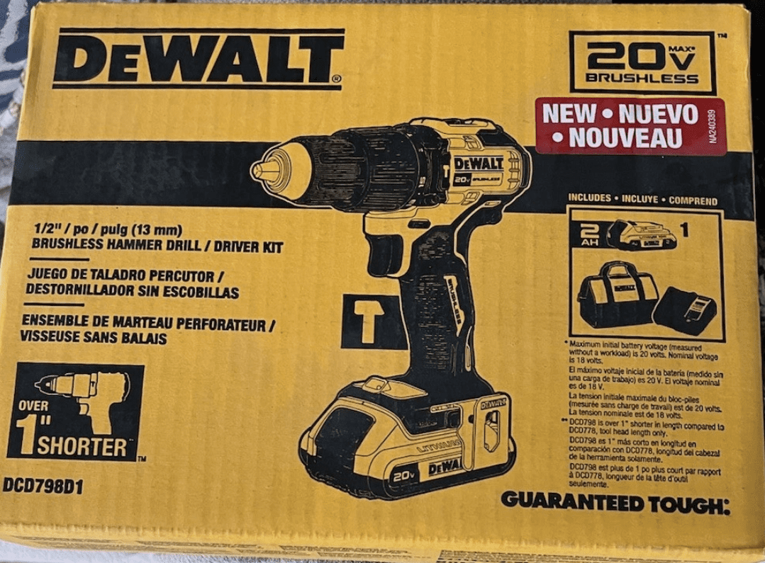 DEWALT 20V MAX Brushless Cordless 1/2-inch Hammer Drill Kit (Yellow, 1 Kit) jc38f