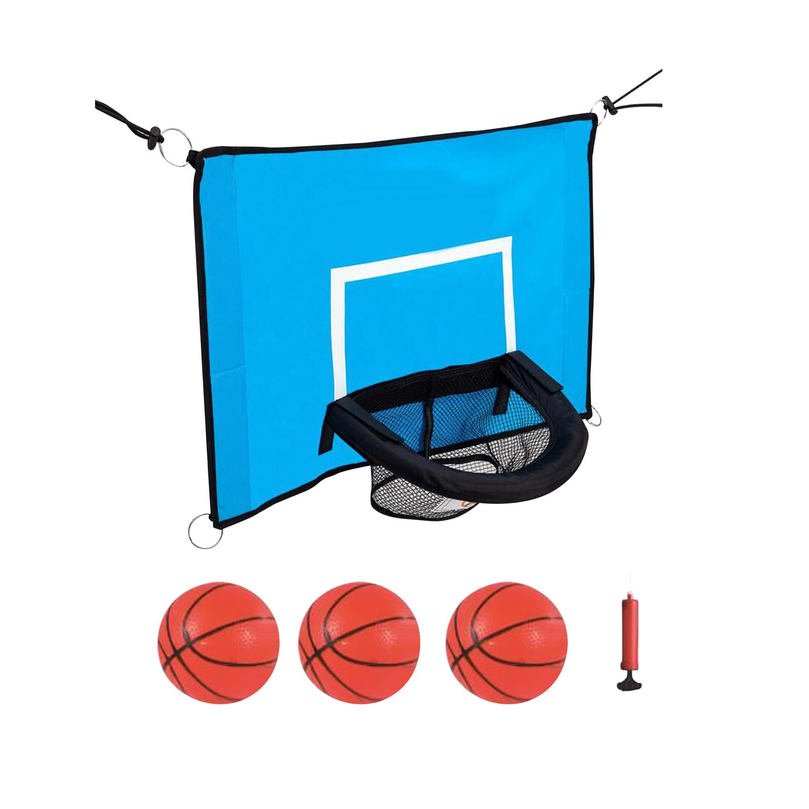 DimyFew Trampoline Basketball Hoop Set with 3 Mini Balls and Pump (Blue, 17.7 in x 13.8 in) mw7or