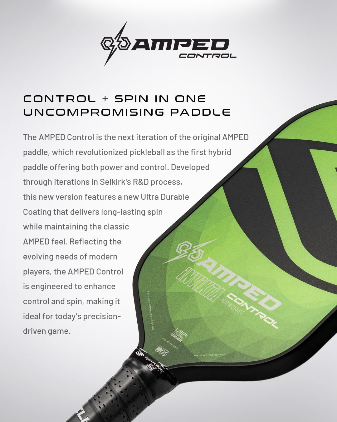 Selkirk Sport Amped Control Epic Pickleball Paddle (Green, 7.8 oz) 6oc33