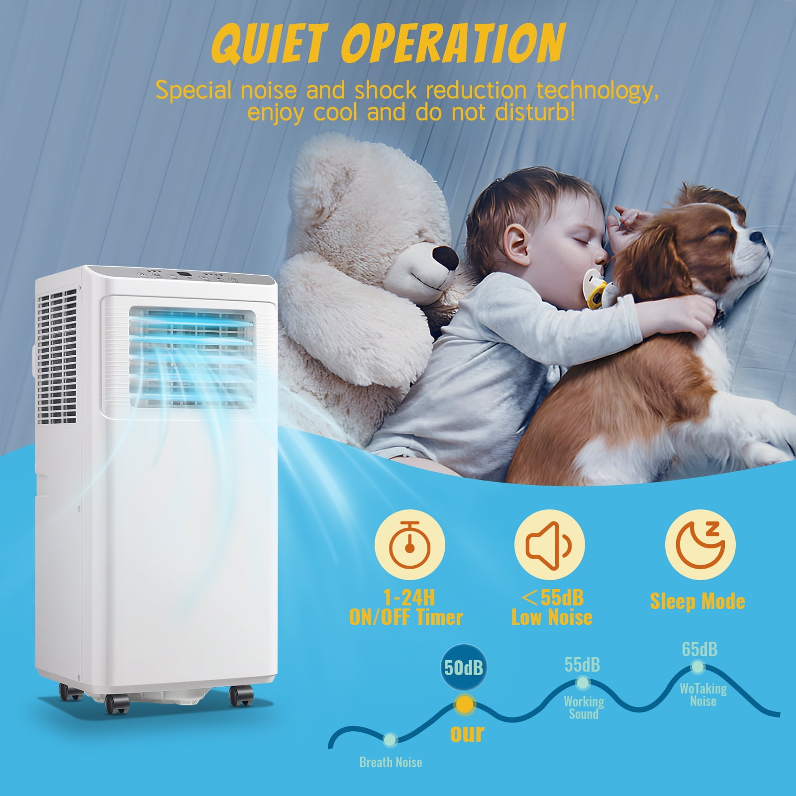 WANAI Portable Air Conditioner 8000 BTU Cooling Fan Dehumidifier (White, 250 sq. ft.) 4hb3e