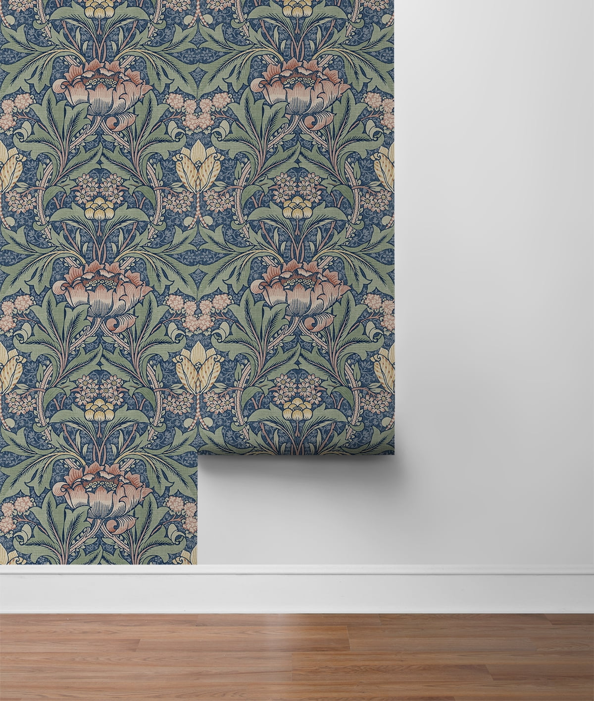NextWall Morris Flower Peel and Stick Wallpaper (Blue, 20.5 in. x 18 ft.) eqdp9