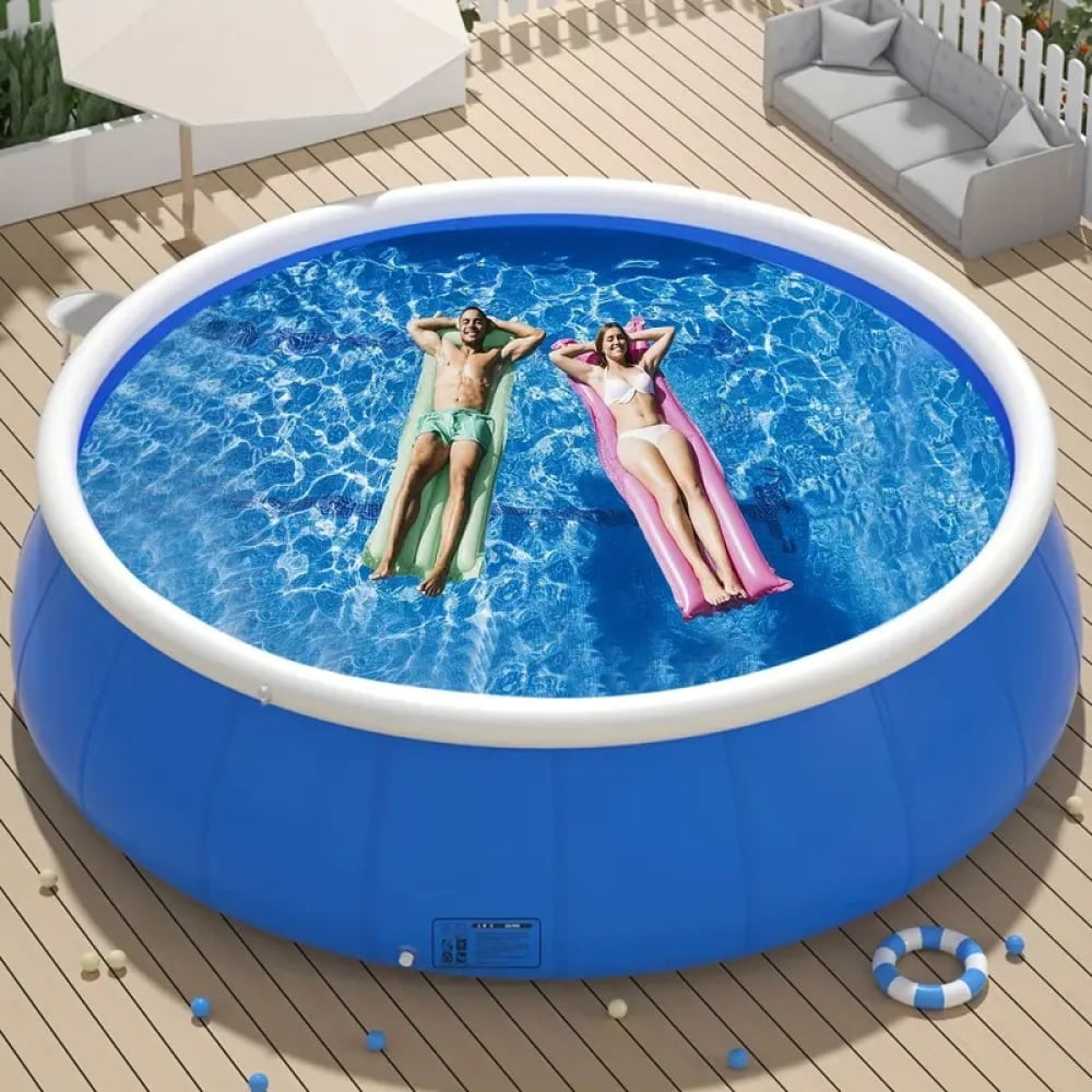 Tigerspring 12ft Round Inflatable Swimming Pool, Durable PVC Family Outdoor Water Activity Set (1800 gal) mqxt3