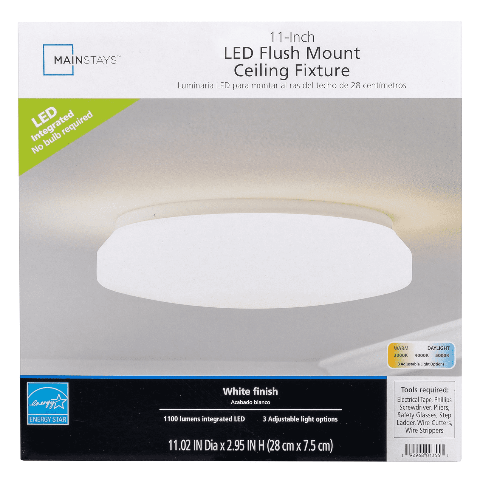 Mainstays Slim Integrated LED Flush Mount Ceiling Light (White, 11 in) pgwxk