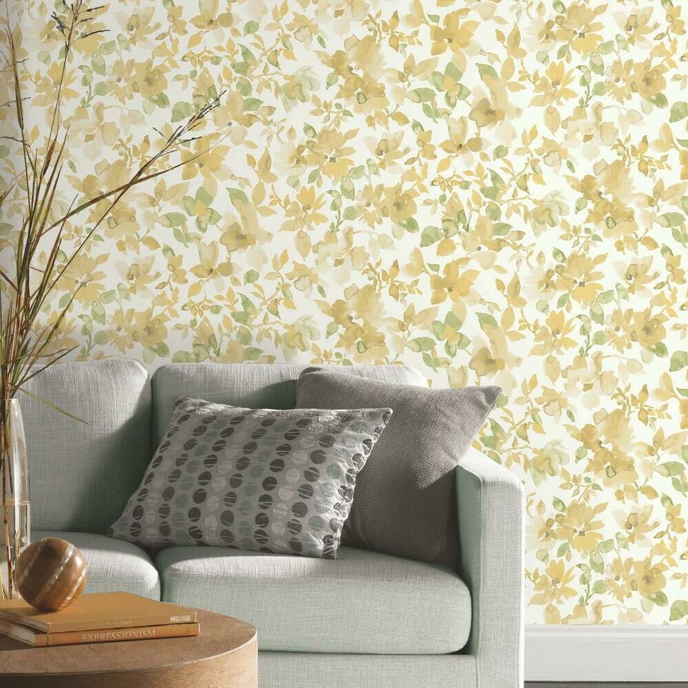 RoomMates Floral Peel and Stick Wallpaper, Removable Self-Adhesive Wall Decor (Light Pink, 28.18 sq ft) 01qoa