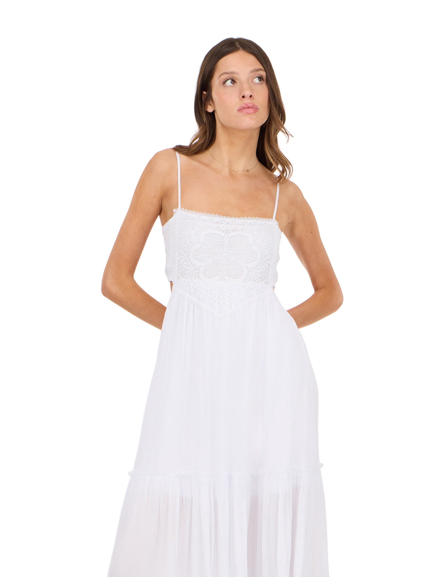 Forever 21 Women’s Smocked Maxi Dress, Adjustable Spaghetti Straps, Tiered Skirt, Flowing Silhouette (S) yy3tk