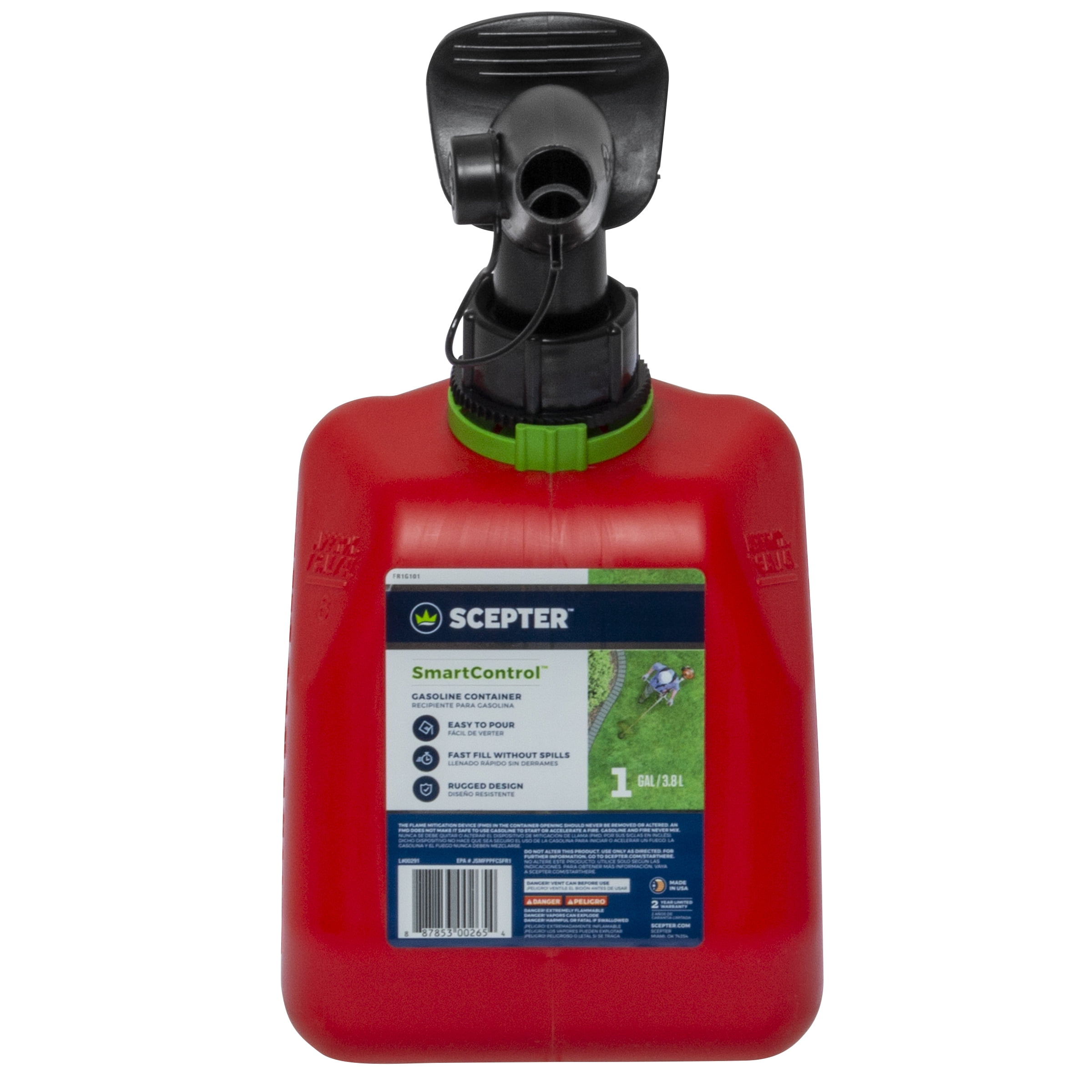 Scepter SmartControl Fuel Container with Easy-Flo Spout (Red, 1 Gallon) ak1fn