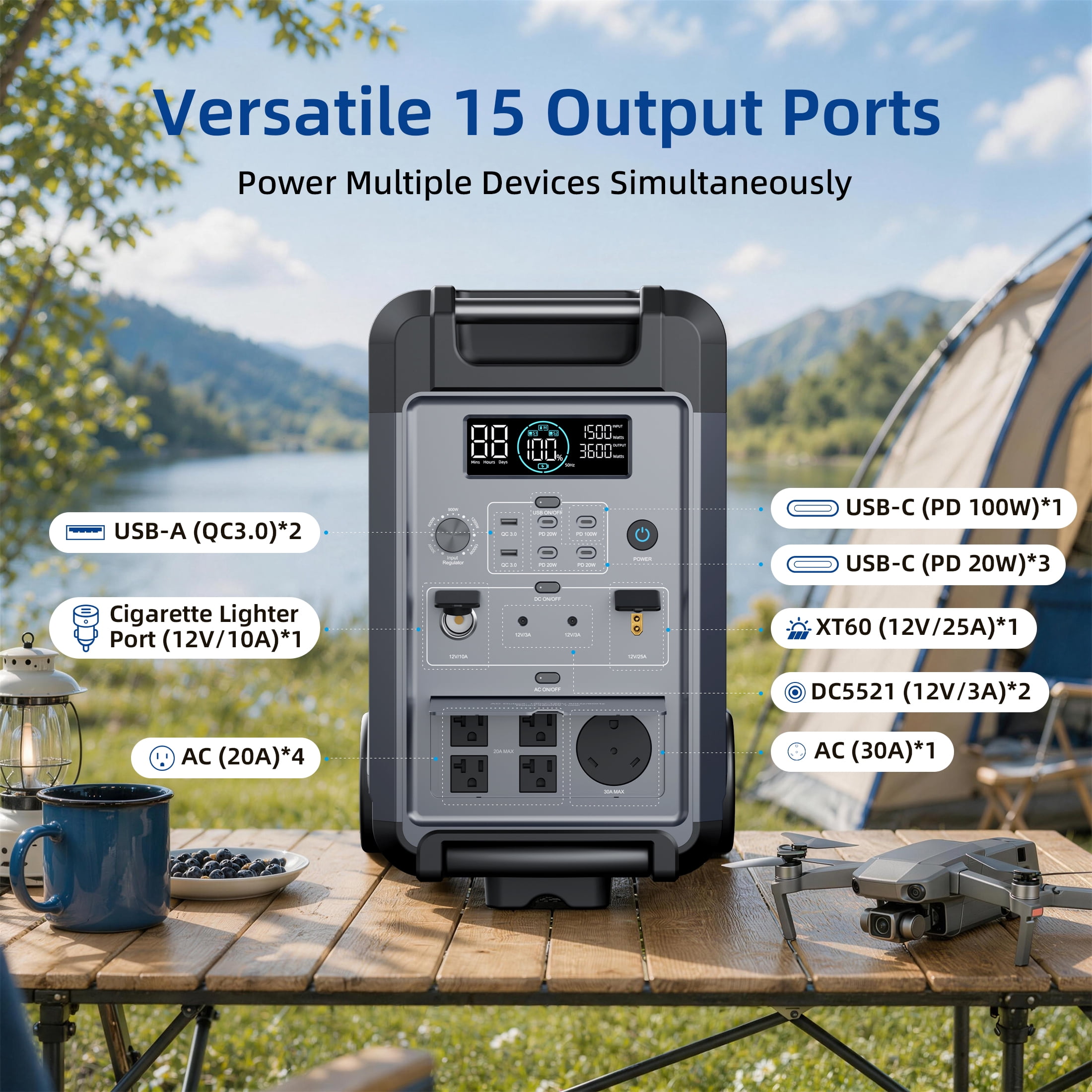 ABOK 3600W Portable Power Station with 400W Solar Panel, LiFePO4 Solar Generator for Home Backup and RV (3840Wh) nz3ds