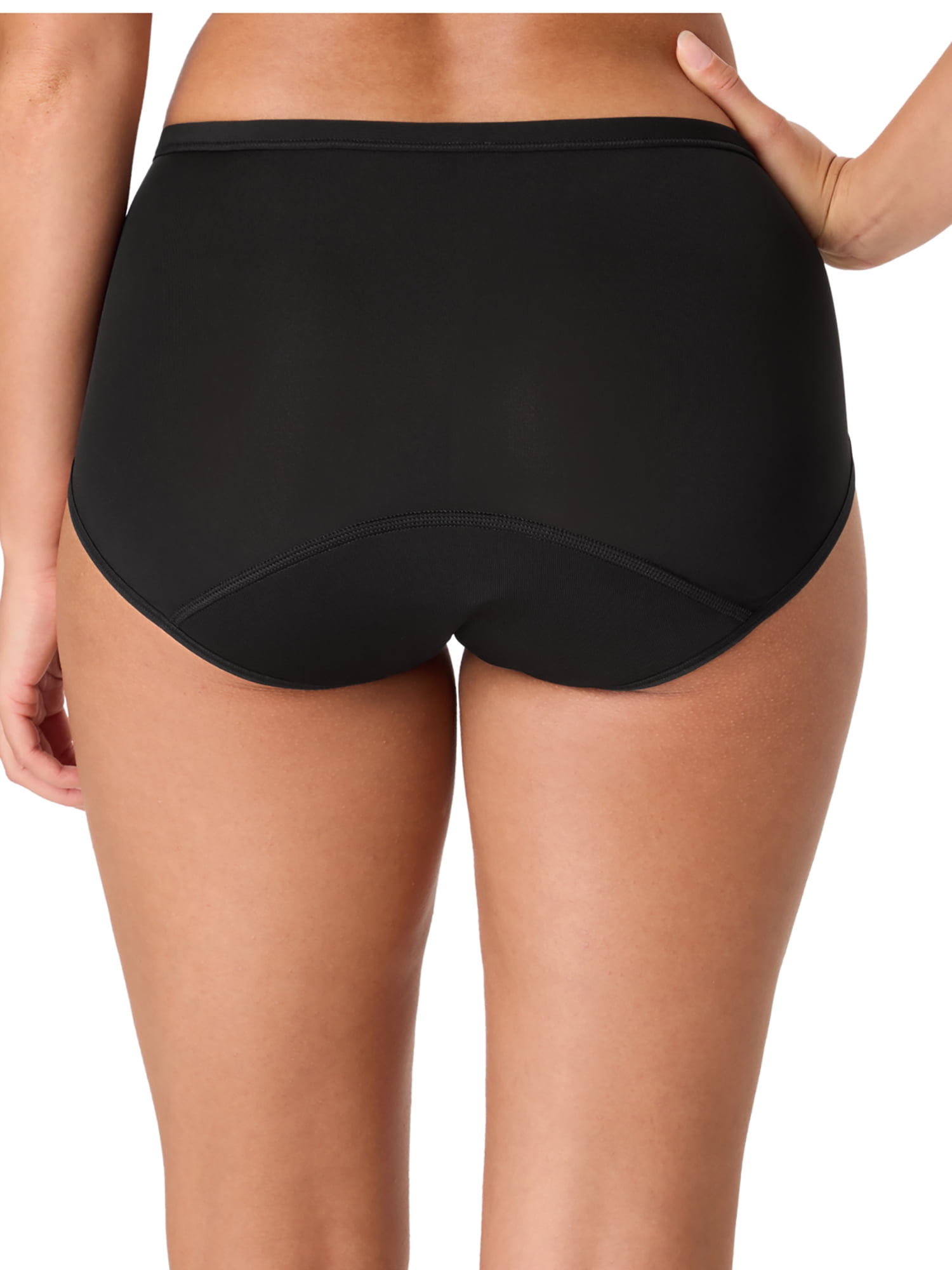 Hanes Women's Period Underwear Briefs, Absorbent Leak Protection (Black, 3-Pack) mo8yw