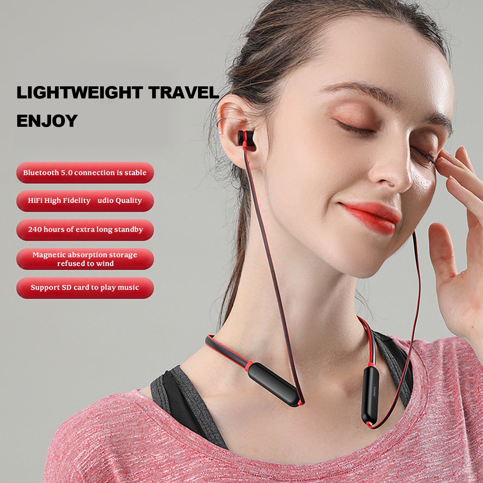 FYHALE RX-S100 Wireless Bluetooth Headset Over-Ear Headphones with Micro SD Card Slot (Black, 1 Pack) 445k0