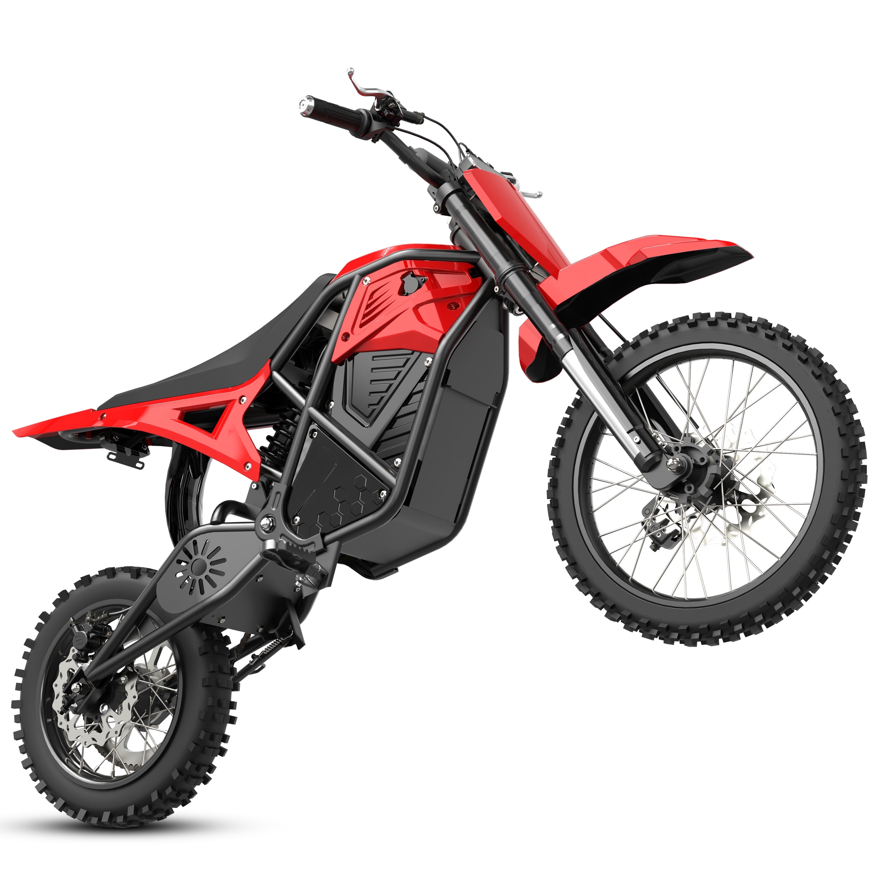 Elecby Novamini Electric Dirt Bike for Teens & Adults, 3500W Mid-Drive Motor, 38 MPH Off-Road E-Bike, Hydraulic Dual Shock Suspension (Red, 14 in/12 in) tiamu