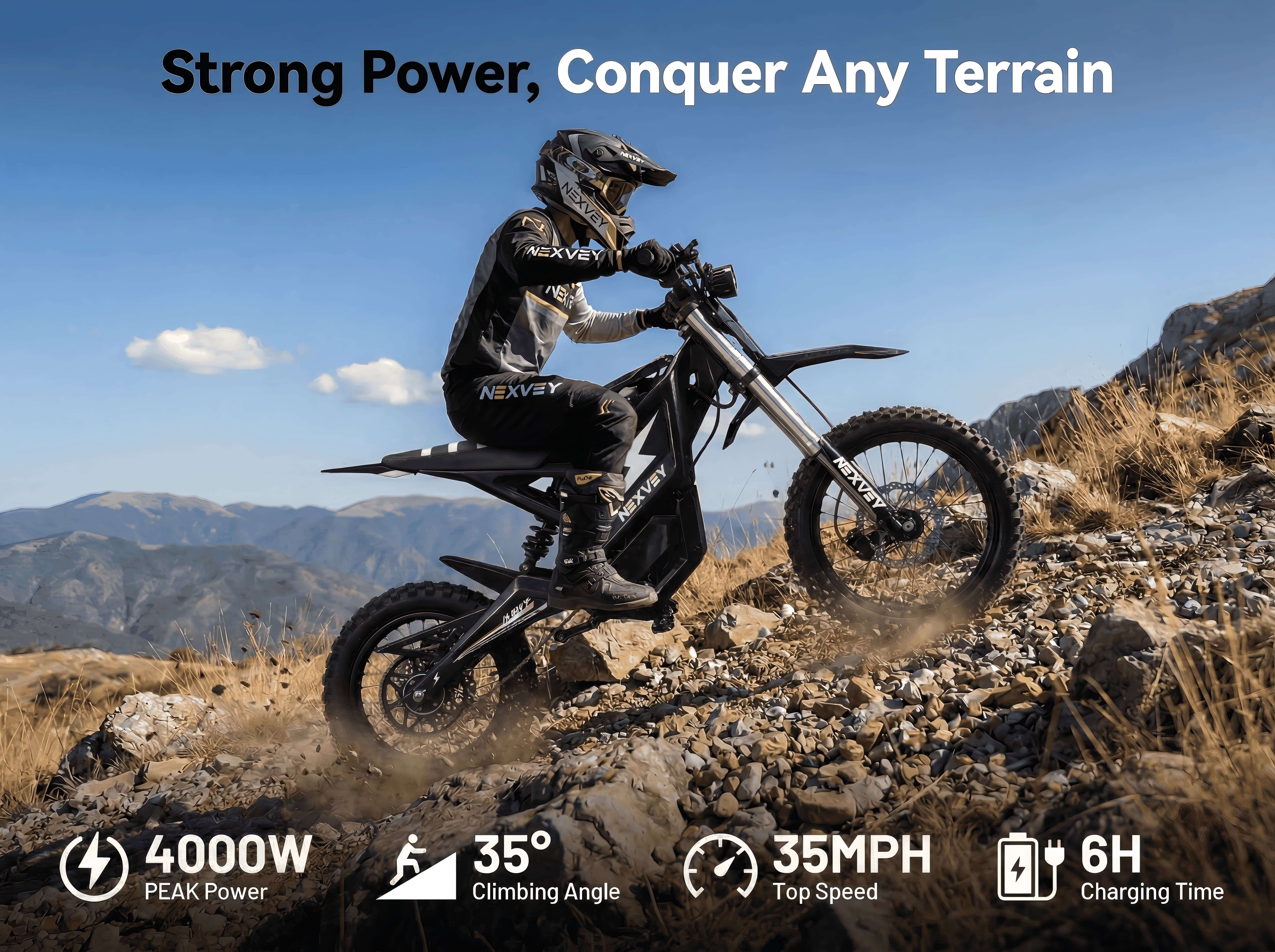 NEXVEY Flash Electric Dirt Bike for Teens, 4000W High-Torque Motor, 35 MPH Max Speed, Dual Suspension & Disc Brakes (Yellow, 22.5AH Battery) z5s5n