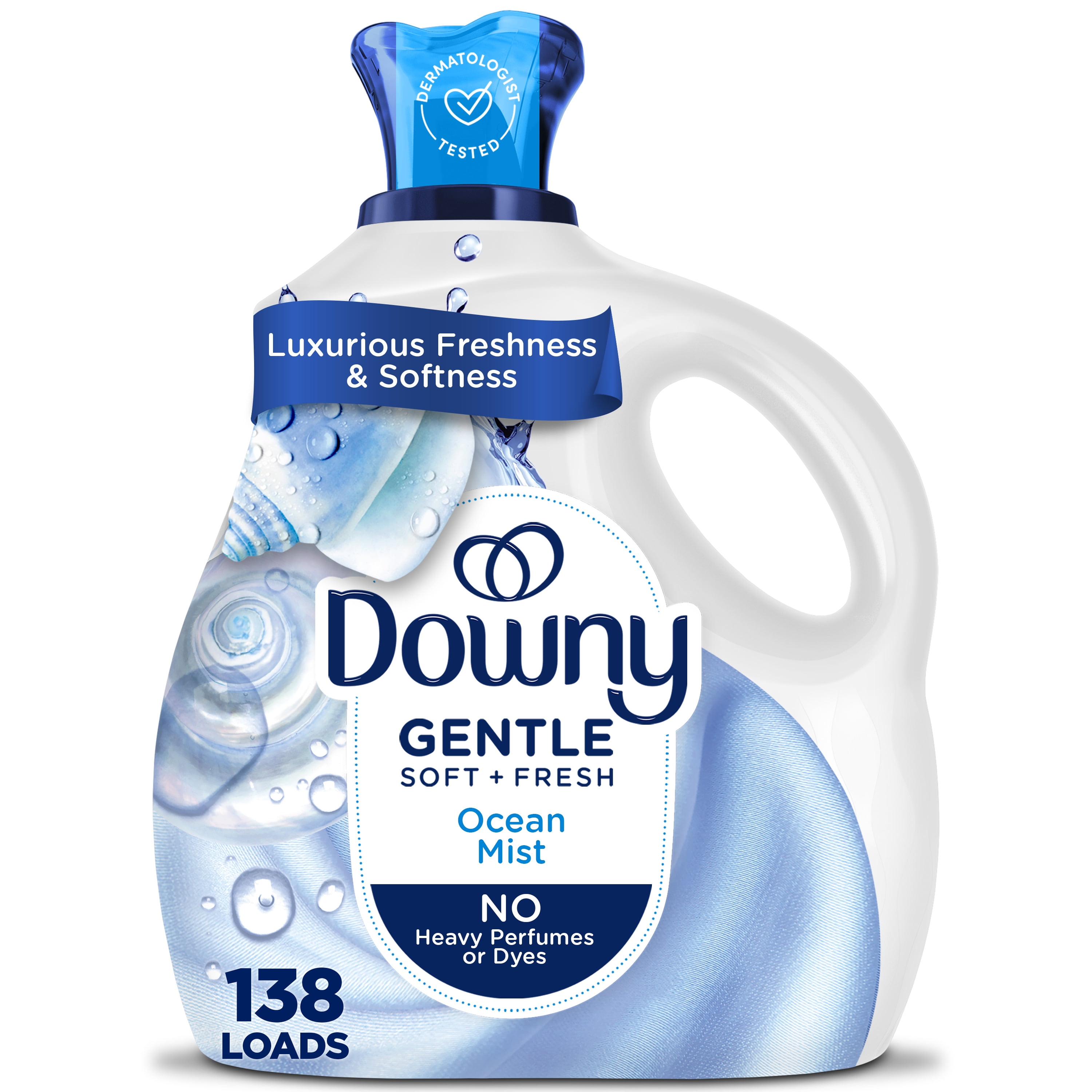 Downy Gentle Soft + Fresh Liquid Fabric Softener, Ocean Mist Scent (93 fl oz, 138 Loads) mxioi