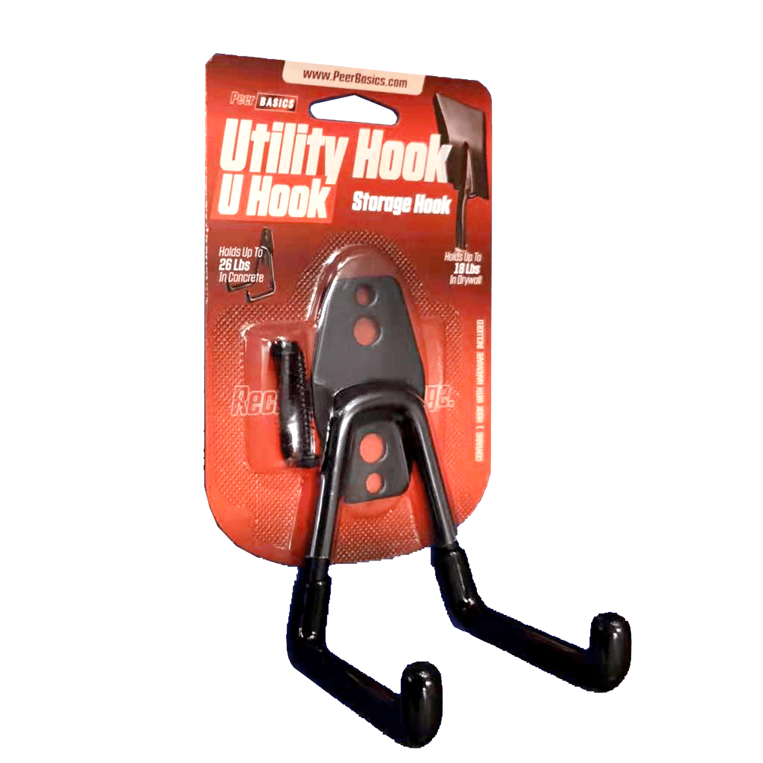 PeerBasics 3 in Utility Garage Hook, Heavy-Duty Metal Storage Hanger with PVC Coating (Black, 50 lb Capacity) le3di