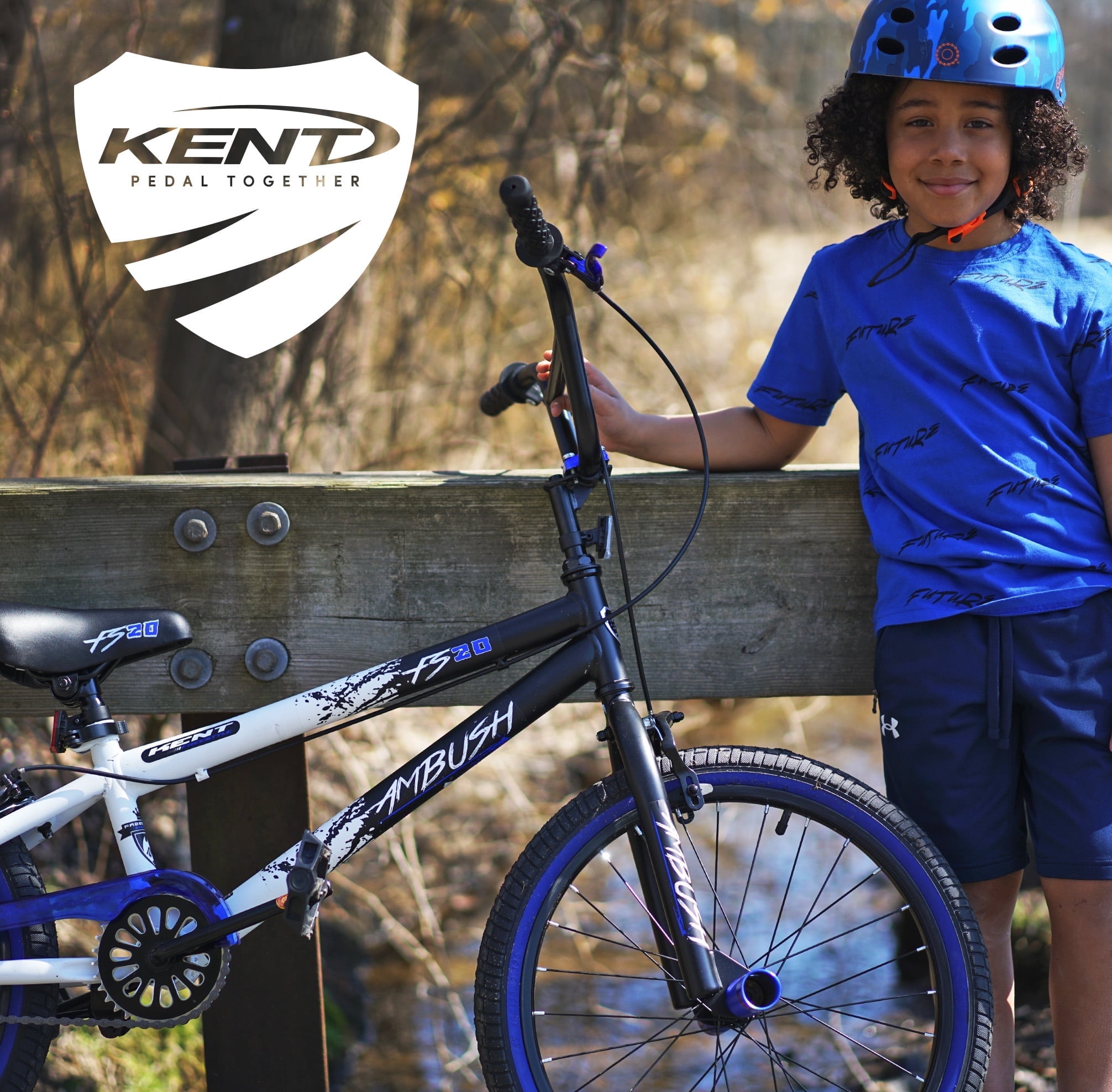 Kent Bicycles Ambush Boys' BMX Bike, Durable Steel Frame with Hand Brakes (Blue, 20 in) ktjev