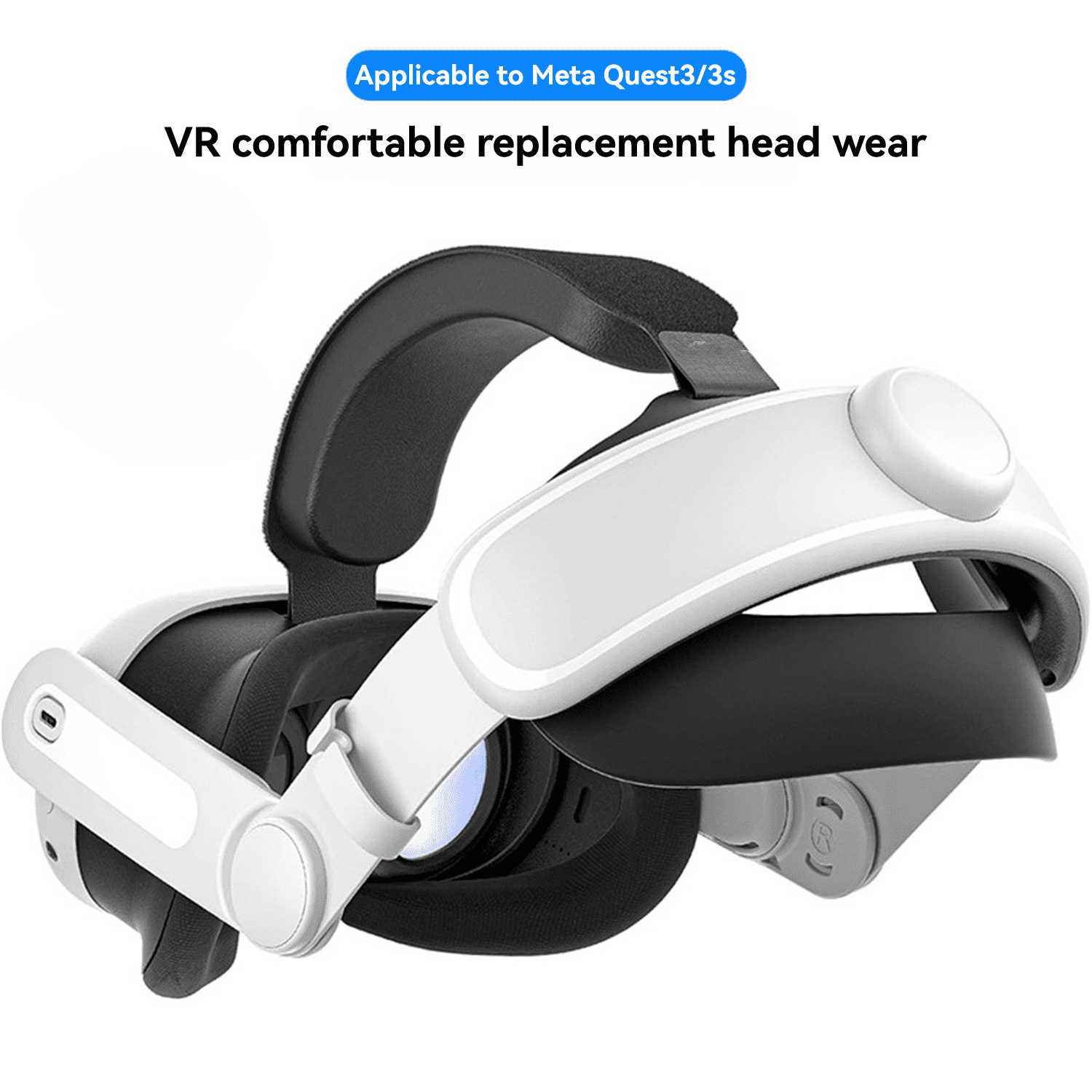 Oculus Elite Head Strap with Battery for Meta Quest 3S and 3, Ergonomic Adjustable VR Headset Accessory with 6,000mAh Rechargeable Power Pack (White) p9vls