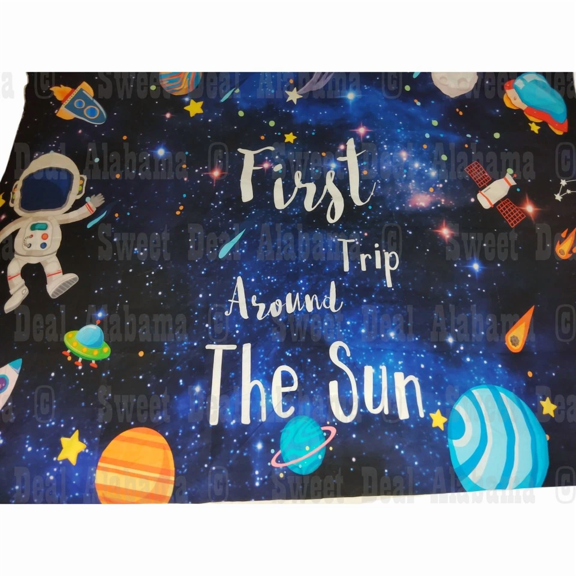 YANI First Trip Around The Sun Backdrop Outer Space Birthday Party Decoration (82 in x 60 in) sljex