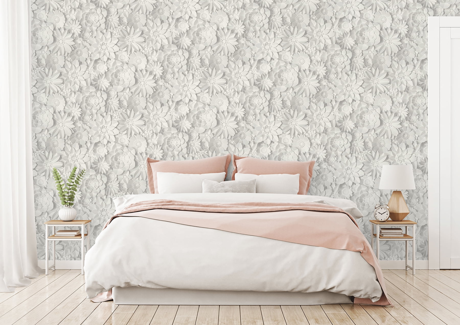 Fine Decor Dacre Floral Wallpaper (White, 20.5-in x 33-ft) s1dti