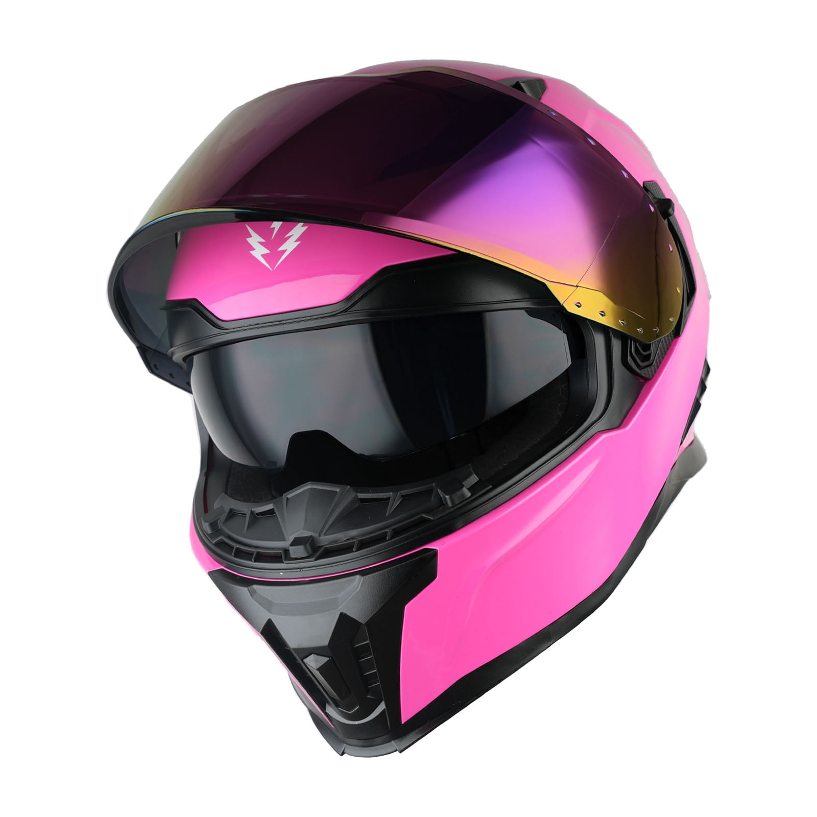 1Storm Motorcycle Full Face Helmet Street Bike Racing Gear with Dual Visor and Extra Shield (Glossy Pink, Large) p412x