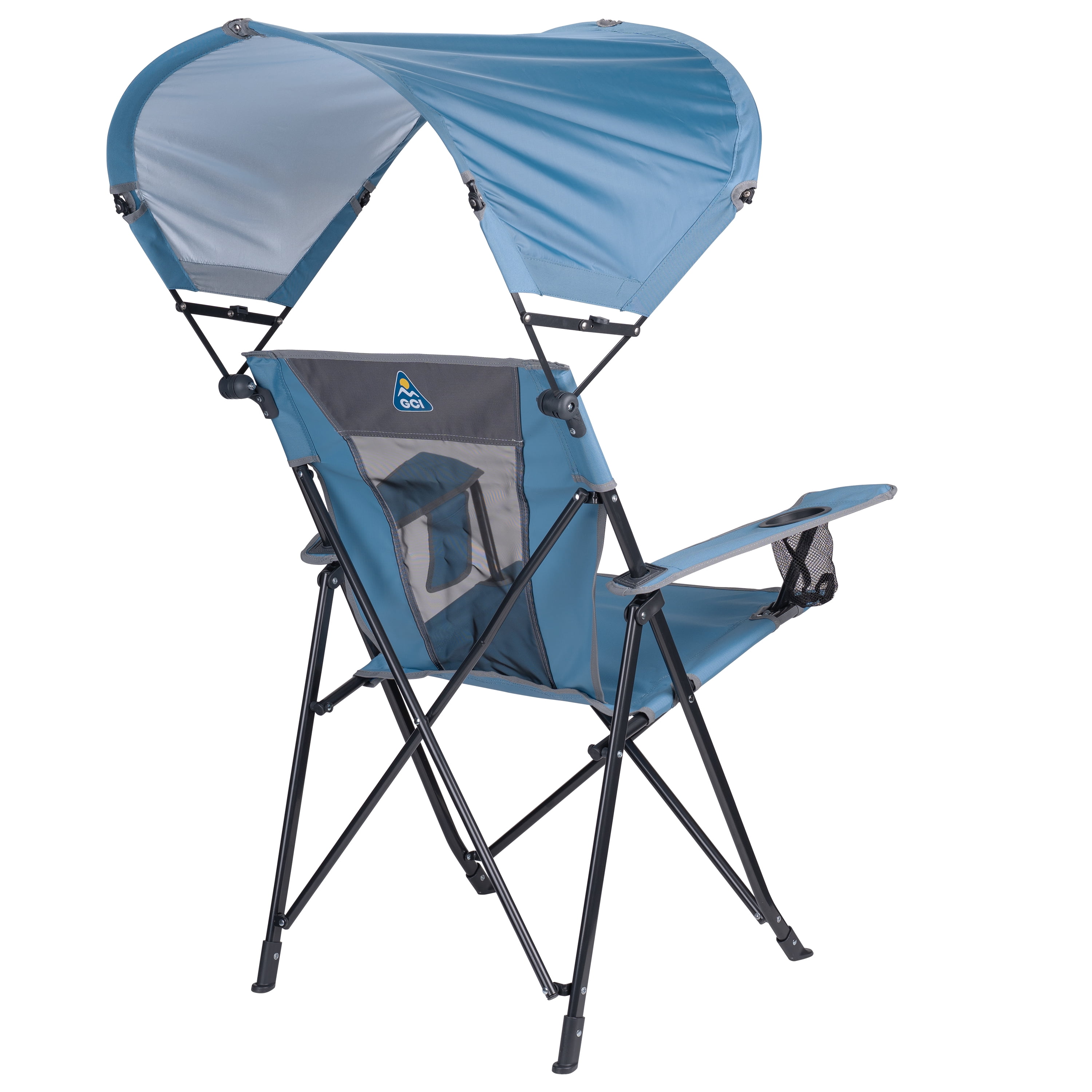 GCI Outdoor SunShade Comfort Pro Portable Folding Canopy Chair (Lichen Blue, 250 lb Capacity) 9klum