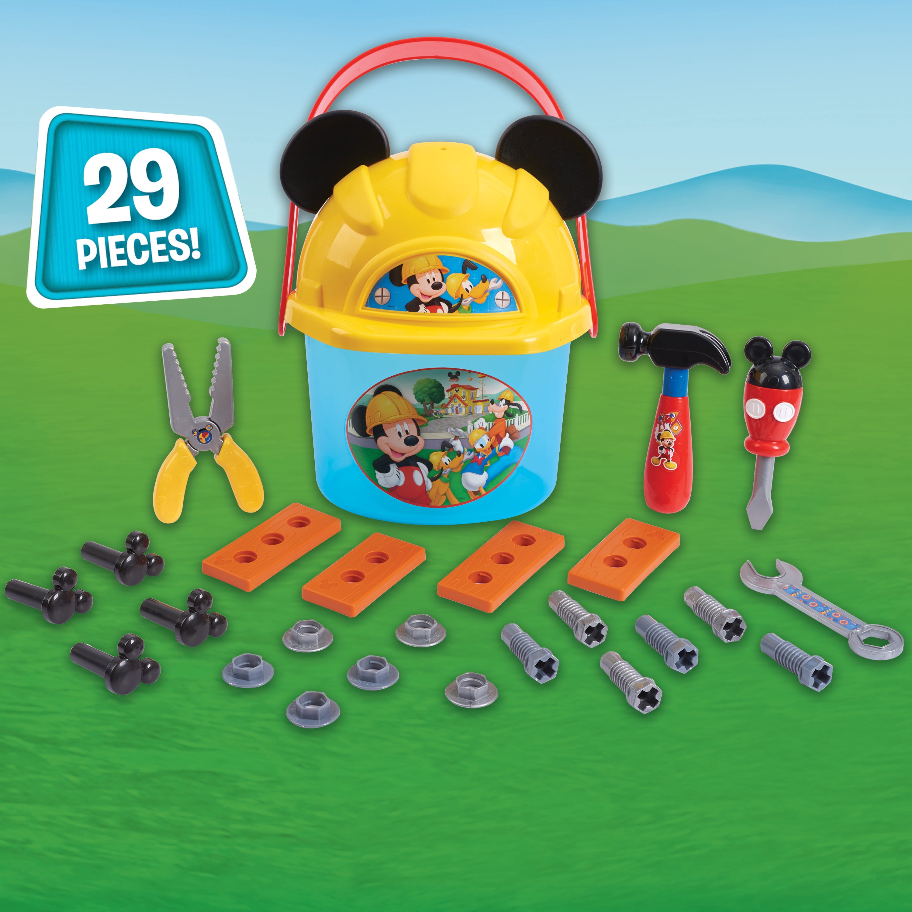 Mickey Mouse Handy Helper Tool Bucket Construction Play Set (25 Pieces) 8b5g8
