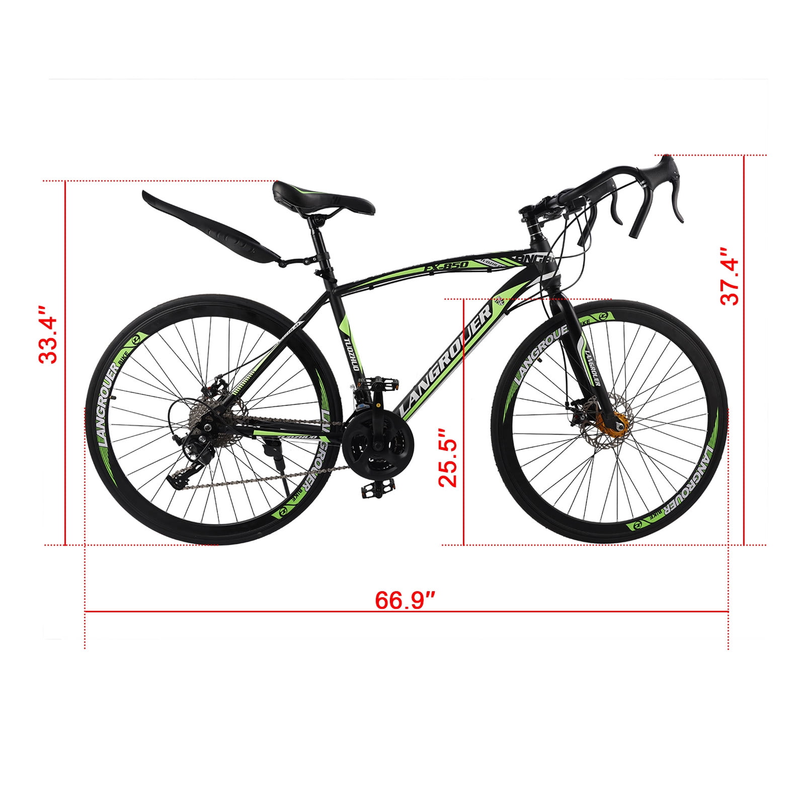 Mad Hornets 27-Speed Road Racing Bicycle, Lightweight Performance Bike (Black and Green, 26 in) h1aoh
