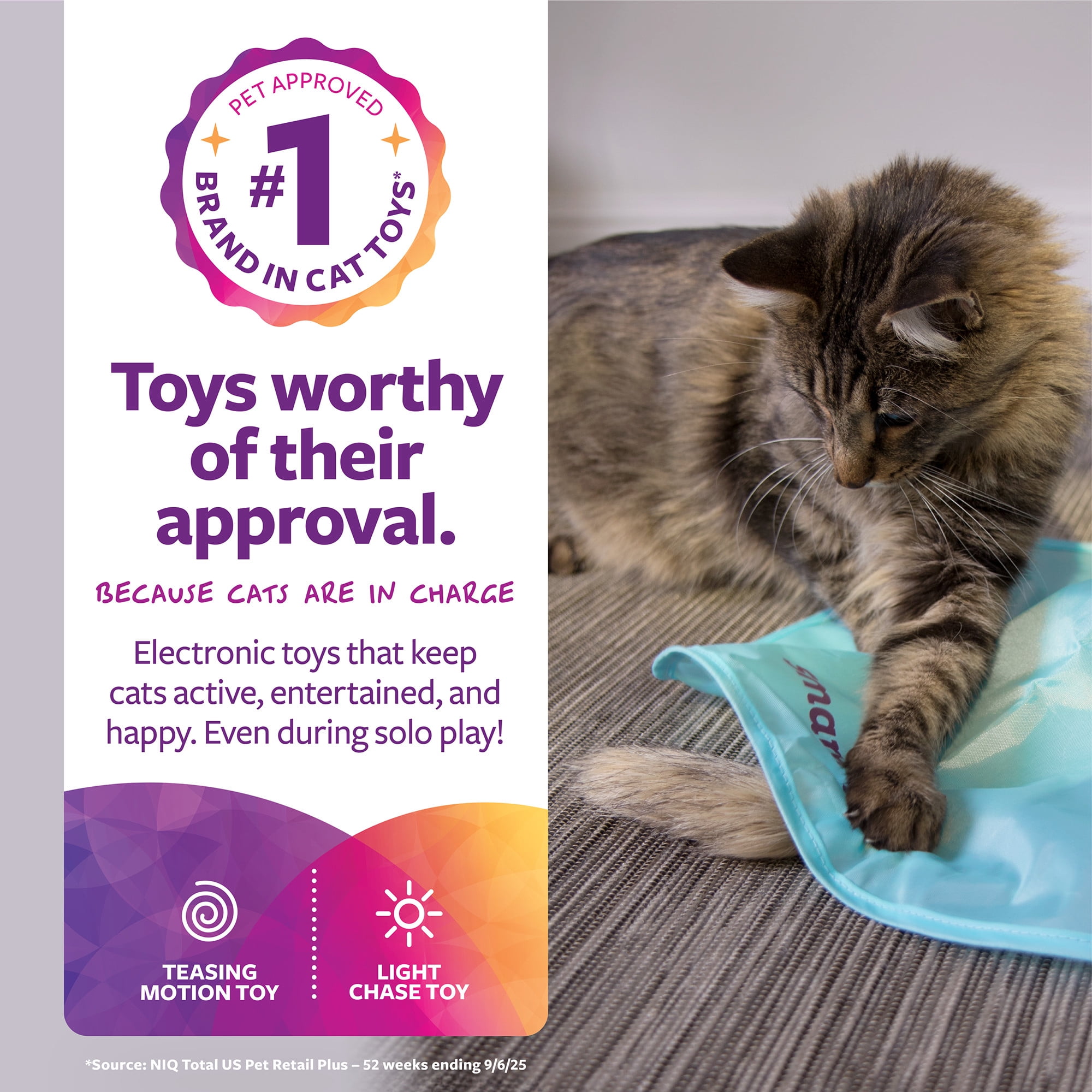 SmartyKat Hot Pursuit Electronic Concealed Motion Cat Toy with Light and Faux Fur Wand (One Size) ubl4u