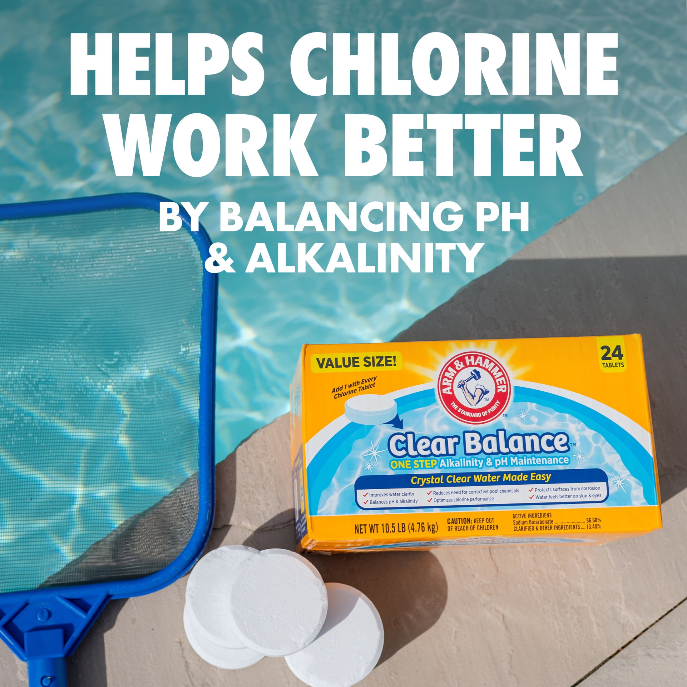 ARM & HAMMER Clear Balance Pool & Spa pH Maintenance Tablets (Clear, 24 Count) gesgg